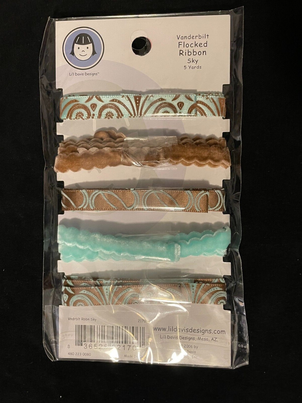 LI'L DAVIS DESIGNS FLOCKED AND METALLIC RIBBON