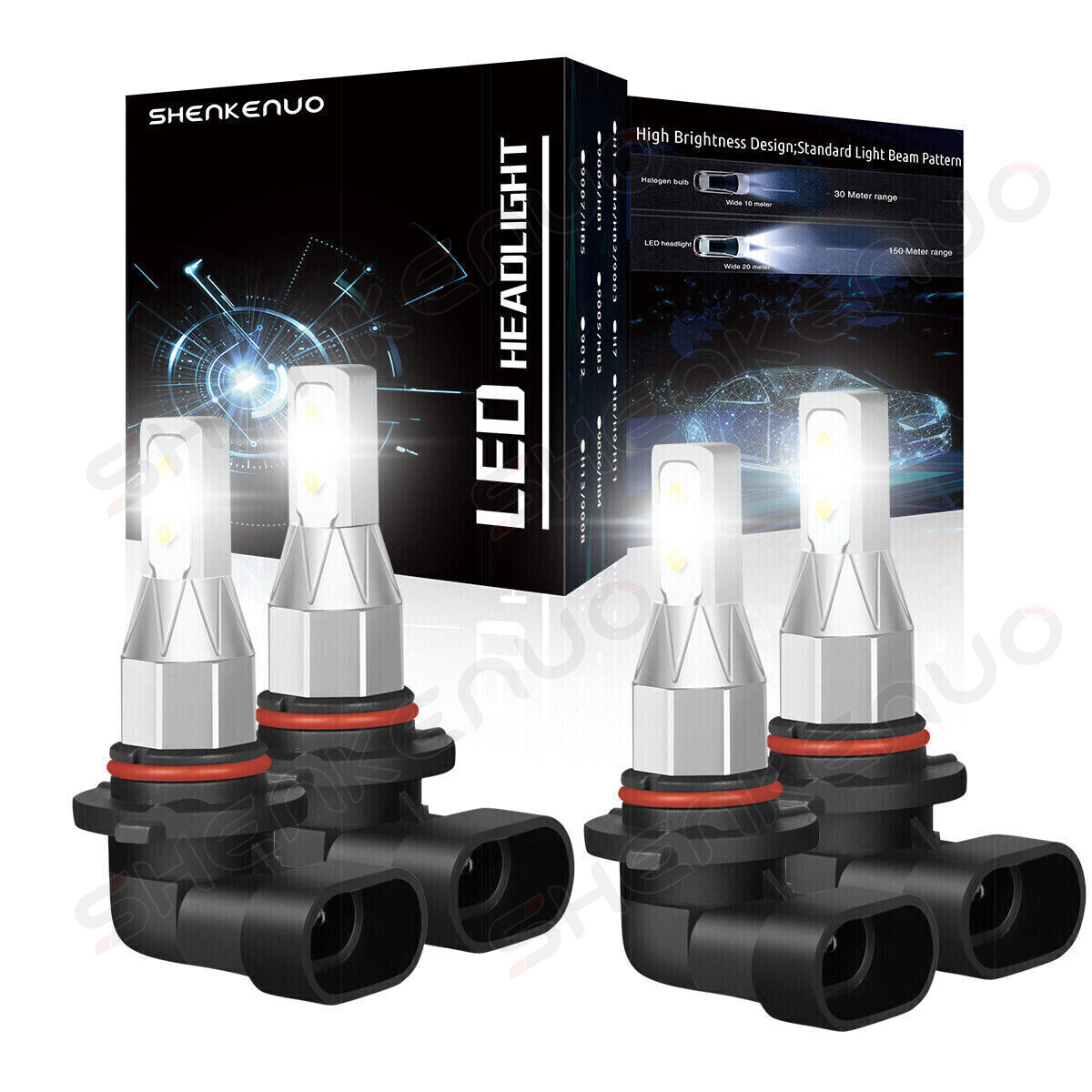 For Chevy C1500 2500 3500 1990-1998 6000K LED Headlight Bulbs Hi/Lo Beam Combo
