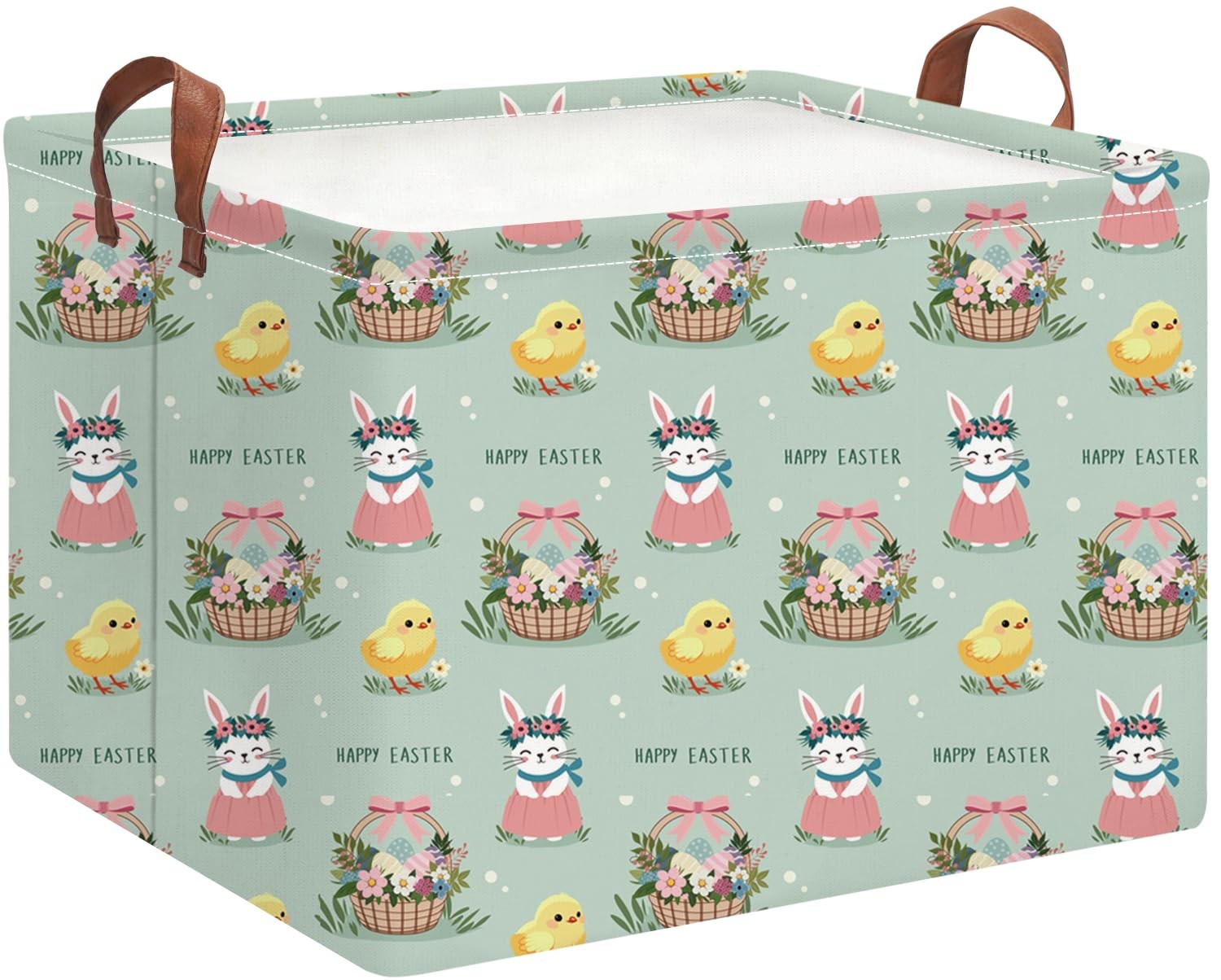 HKEC Rectangle Green Easter Basket Empty,Easter Gift Bakset for Egg Hunting,B...