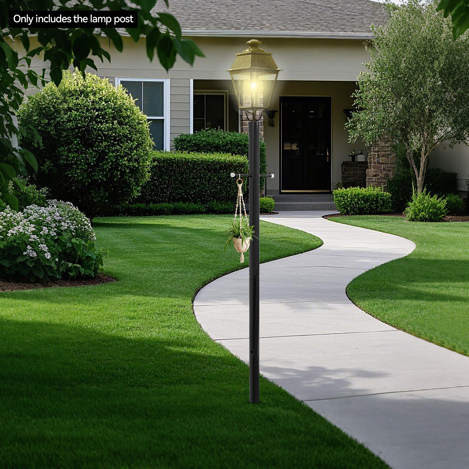 Outdoor Lamp Post With Cross Arm Split Street Light Pole For Driveway, Pathways