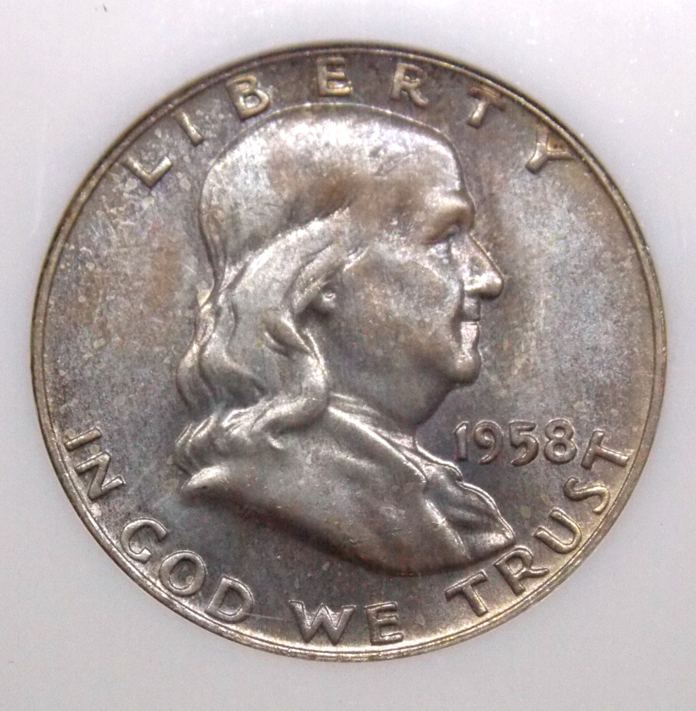 1958 "D" Franklin Silver Half Dollar 50c NGC MS65 #025 *FATTY* Gem BU ECC&C, Inc