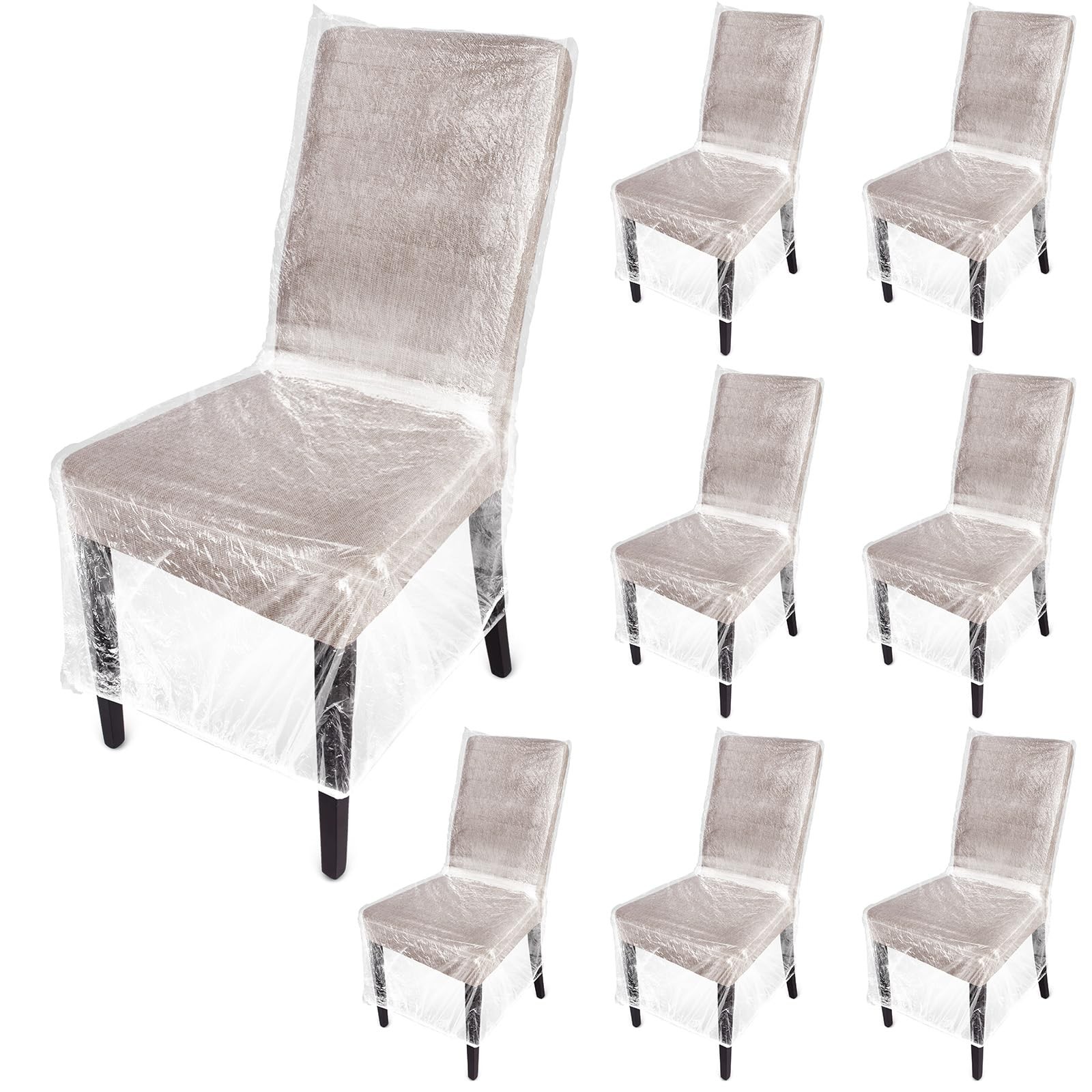 Remagr 8 Pcs Plastic Dining Chair Covers Protectors Clear Protector Trans