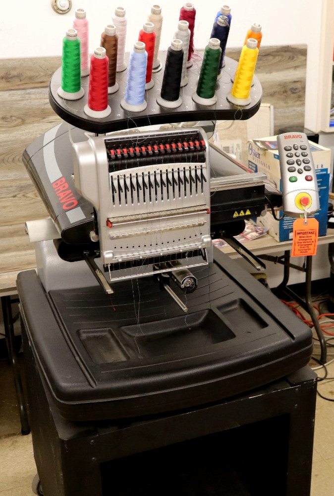 Melco Bravo II Single Head 16 Needle Embroidery Machine & Stand