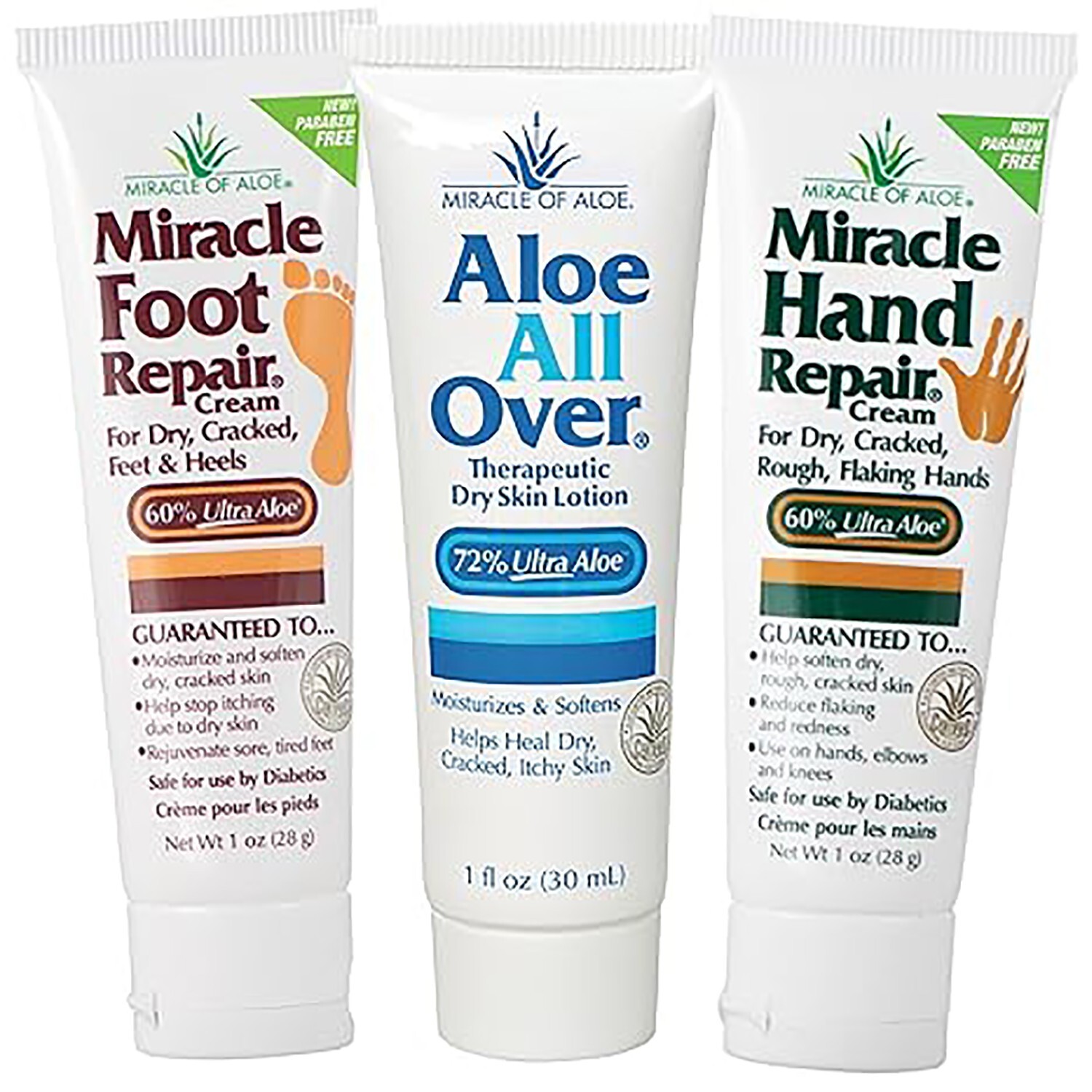 3-Pack Miracle Assortment Miracle Foot Repair, Hand Repair and Aloe All Over
