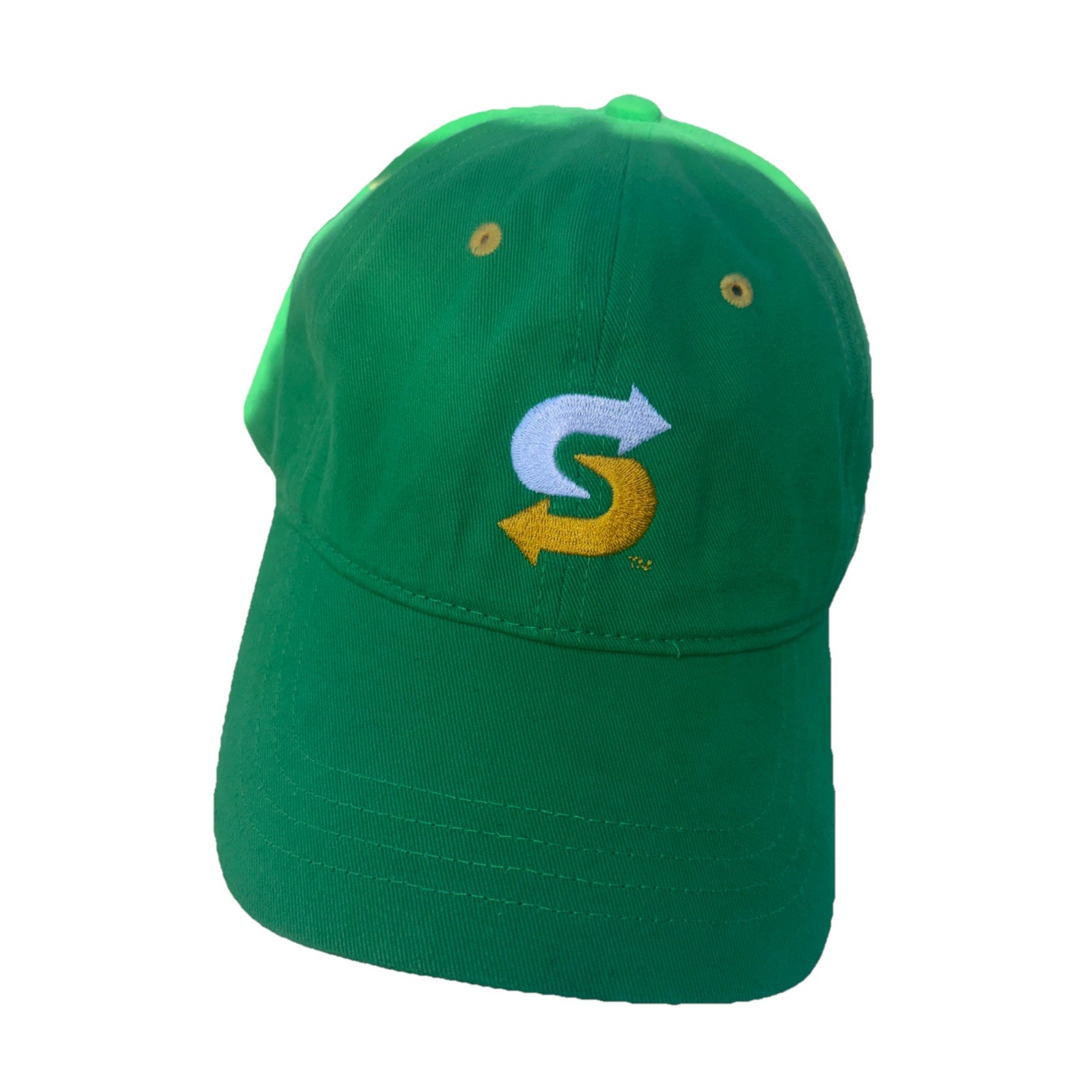 Subway Green hat Cap W Logo Yellow White Hook Loop