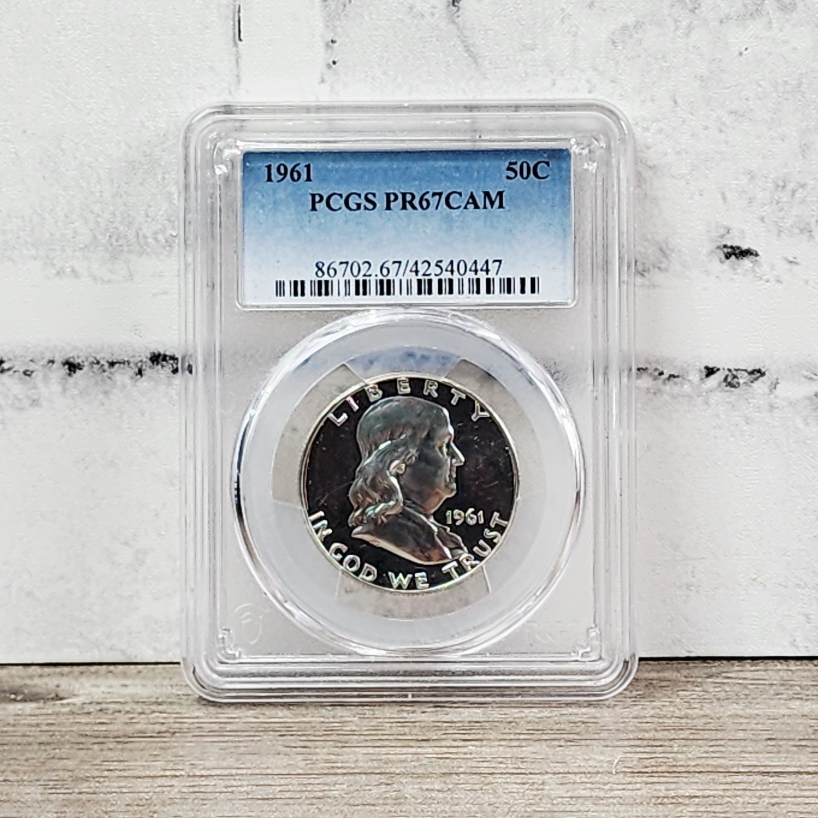 1961 PCGS PR67 CAM Silver Proof Franklin Half Dollar GRADED COIN