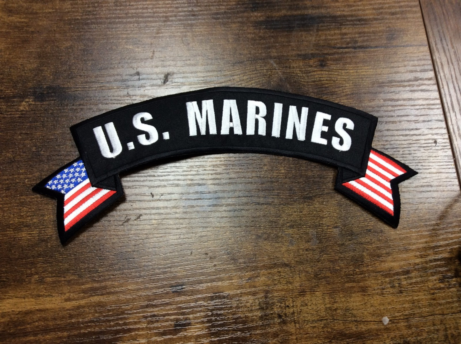 US MARINES EMBROIDERED JACKET IRON-ON PATCH 10 X 3"