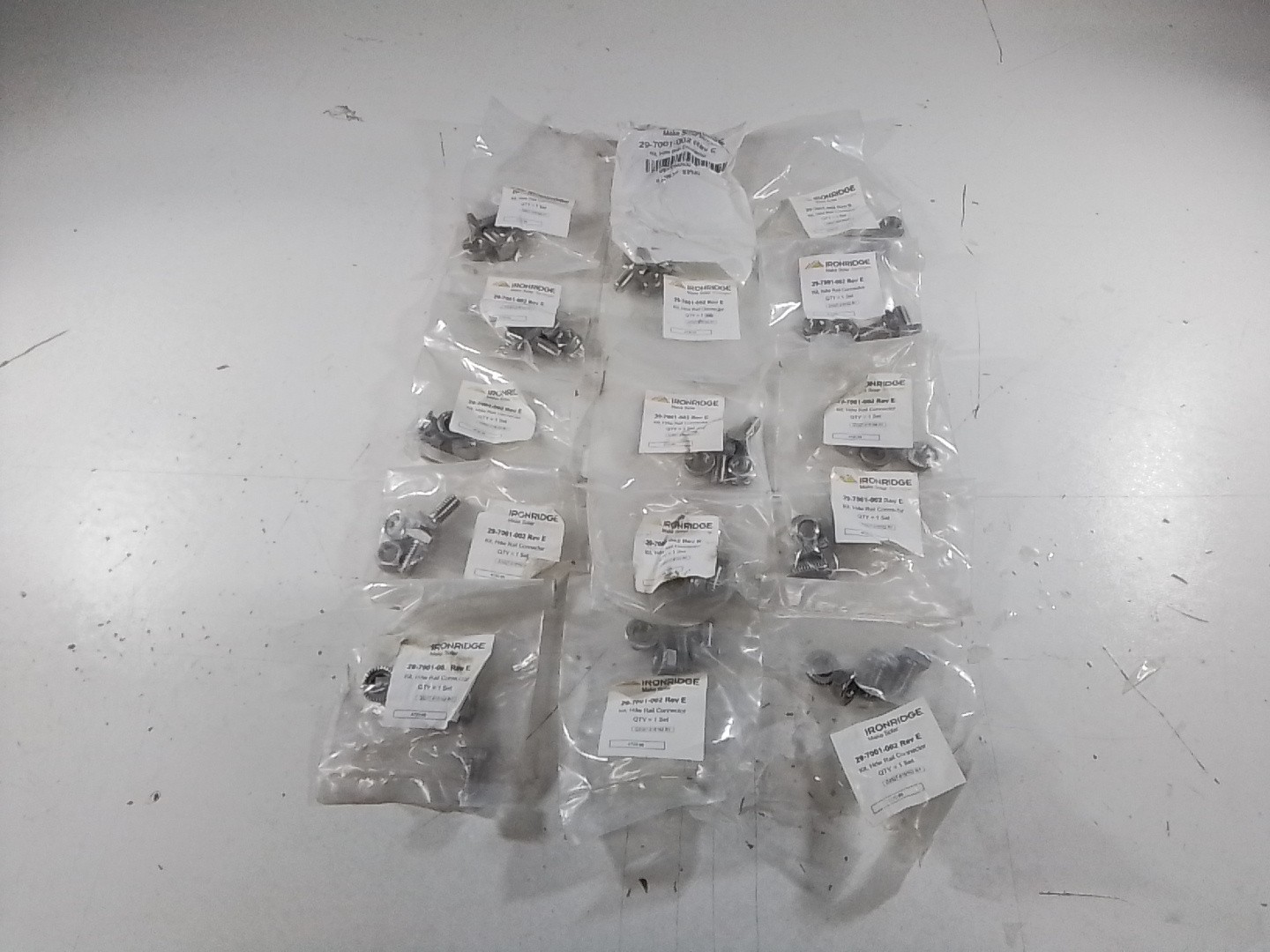 Lot of 15 Sets IRONRIDGE 29-7001-002 Rev E Hdw Rail Connector Hardware Solar