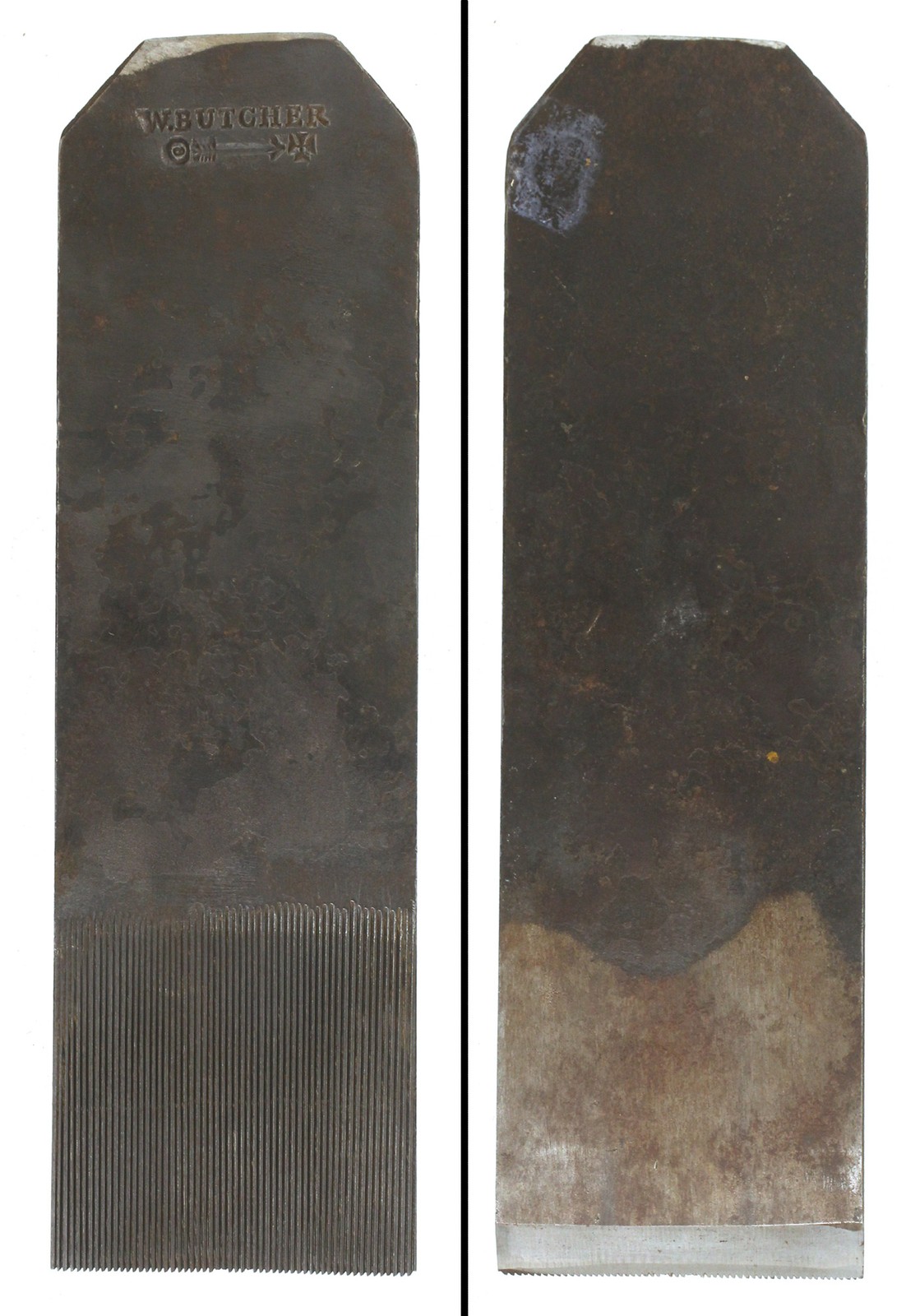 Orig. 2 1/8" Width "Toothing" Cutting Iron - W. Butcher, Sheffield- mjdtoolparts