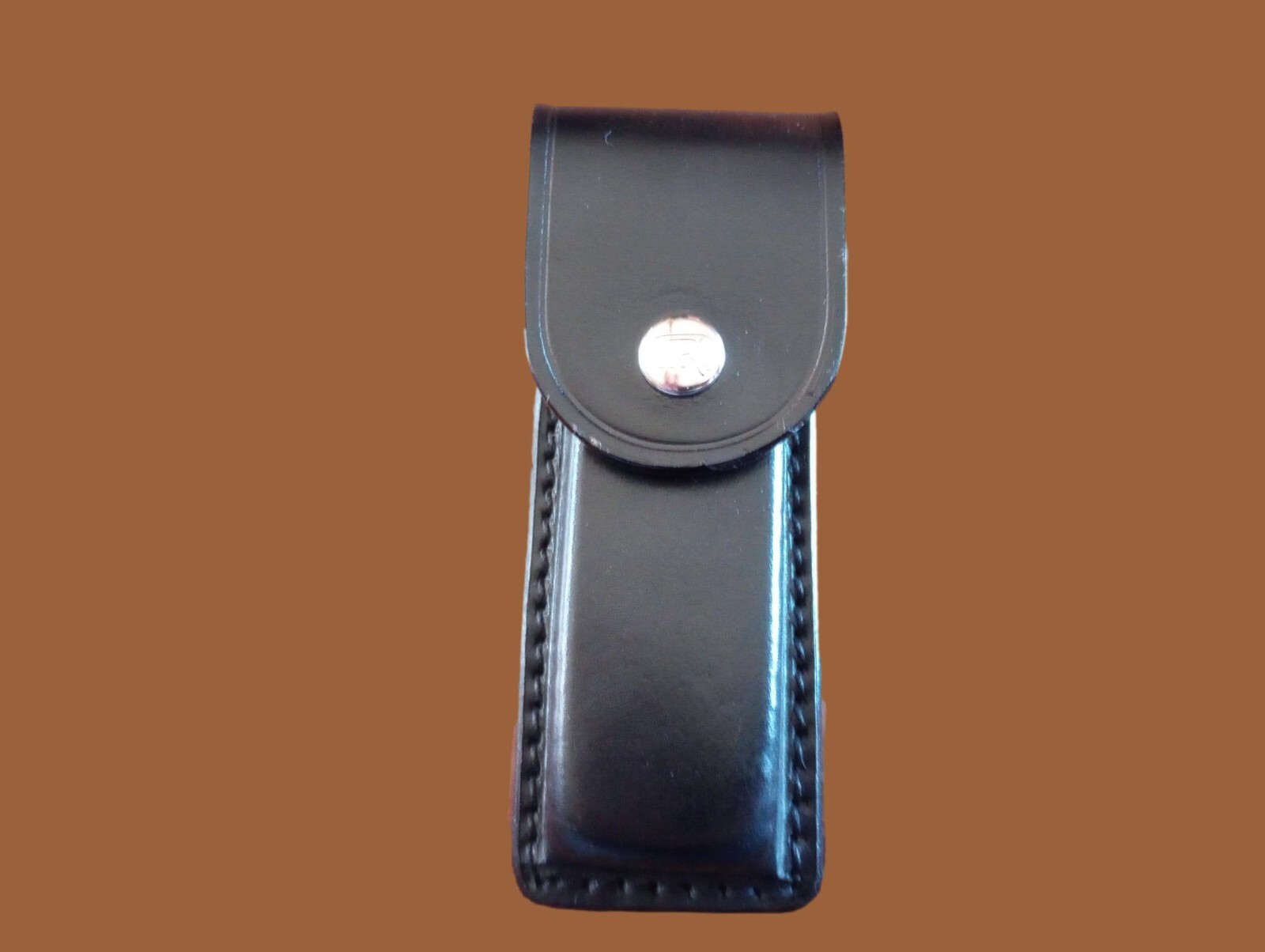 Italian Police Magazine Pouch Black Leather 9 mm large Capacity Mag New