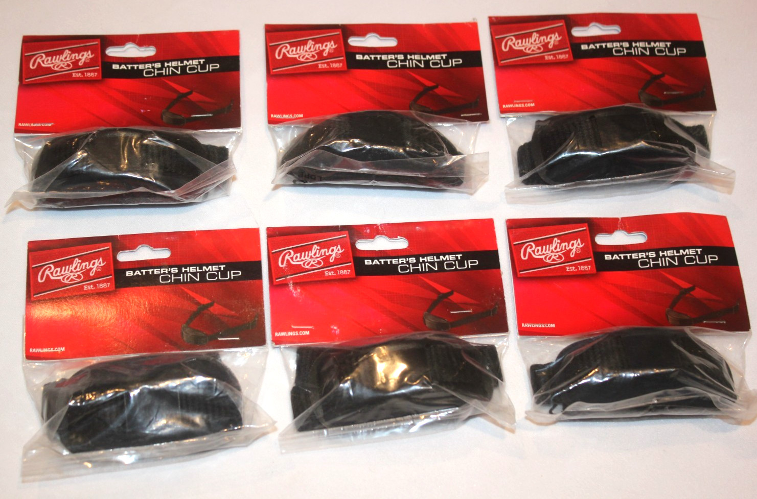 Lot of 6 Rawlings Batting Helmet Chinstrap with Chin Cup (Ages 12-15) WALRCSCUP