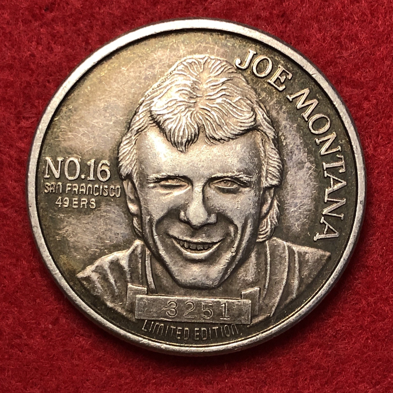 1980's Joe Montana Player of the Decade 1ozt .999 Silver Round, SF 49ers #424