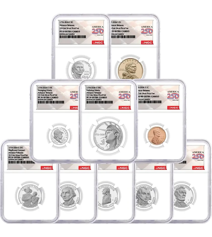 2026 S Silver Proof 10-Coin Set NGC PF70 UCAM Advance Releases America 250