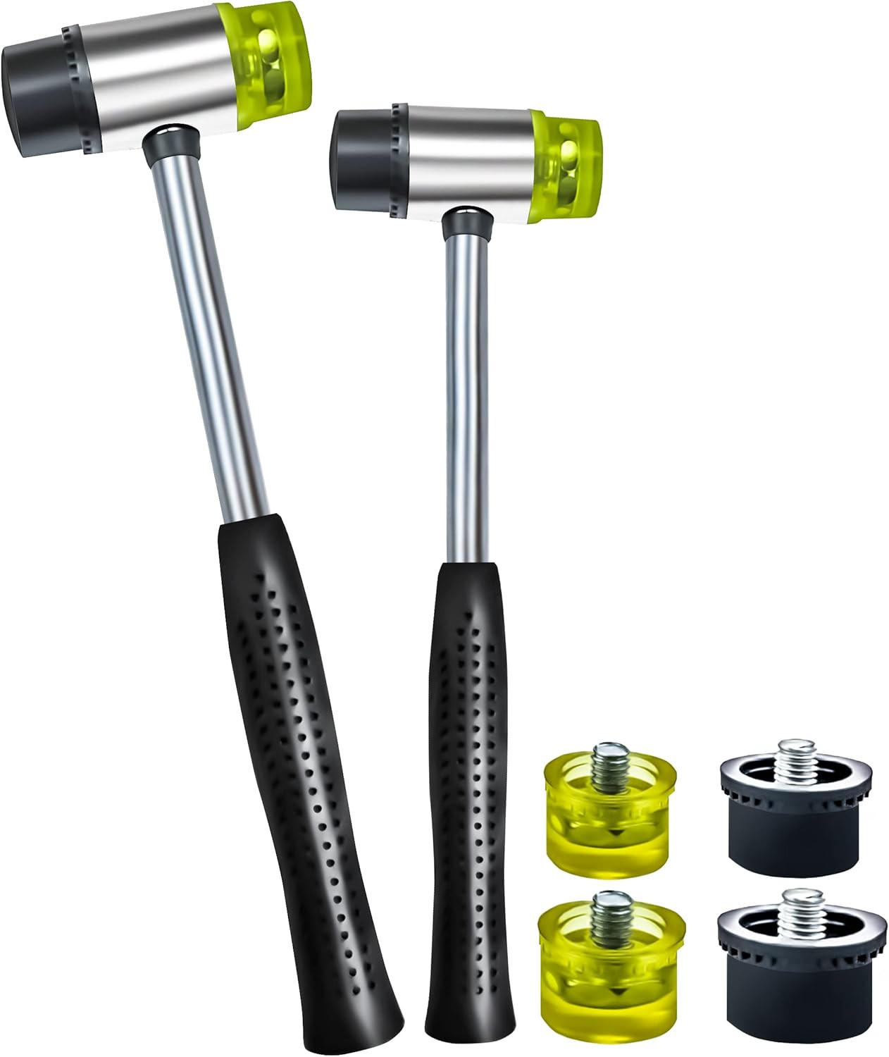 2 Pack Double Head Plastic and Rubber Hammer, Double-Faced Soft Hammer(25Mm and