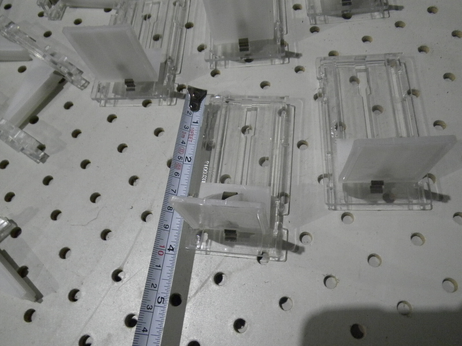 Lot of modular shelf pusher inserts Clear+white plastic 18pcs