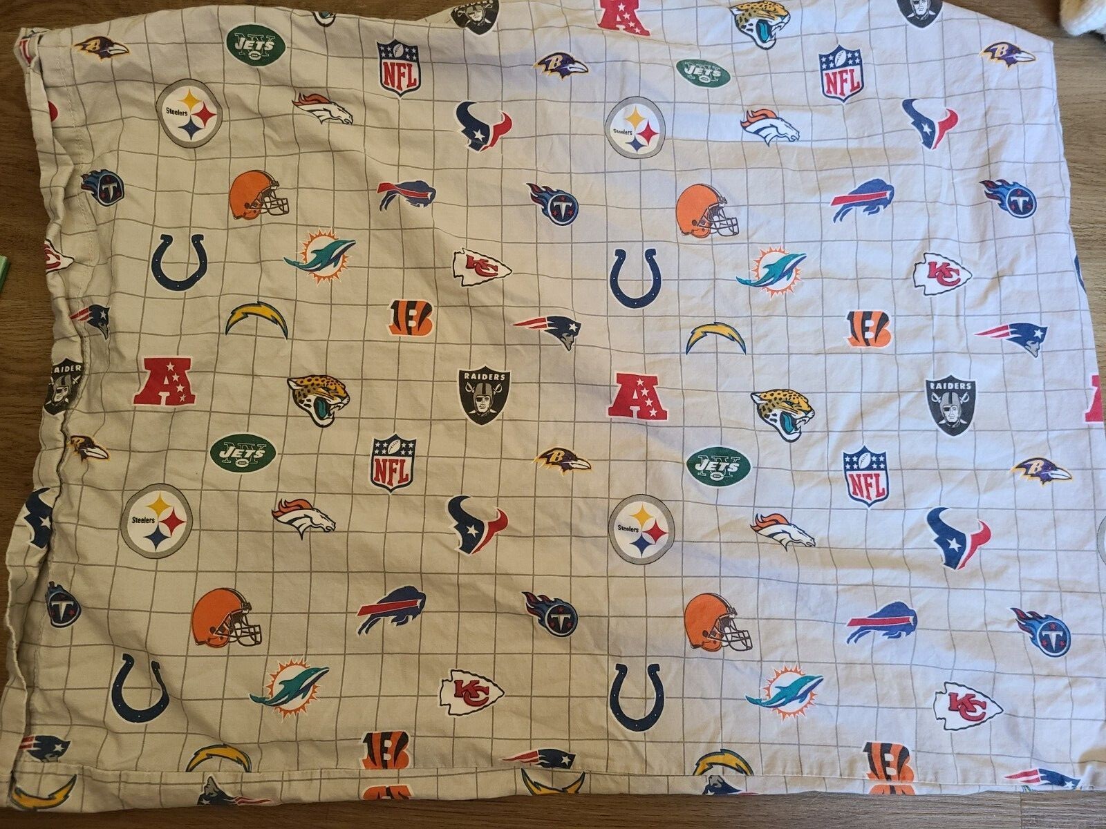 Pottery Barn Kids "Football Logos - Light Gray" Pillowcase