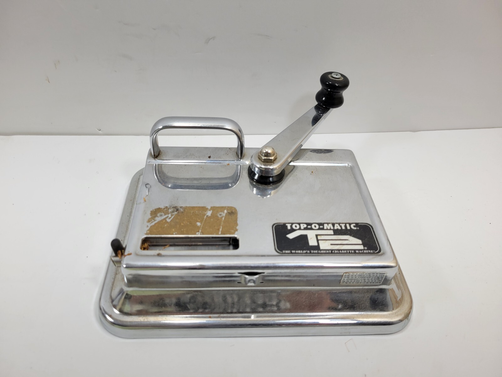 Top-O-Matic T2 Cigarette Rolling Machine Stainless Steel w/Built-In Tobacco Tray