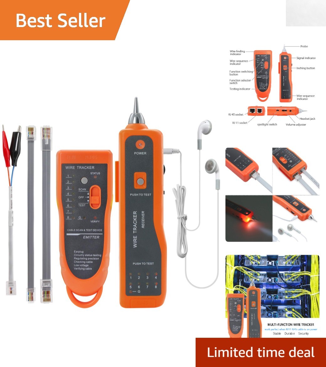 Versatile Wire Tracker for Ethernet LAN RJ45 RJ11 with Earphone & Voltage