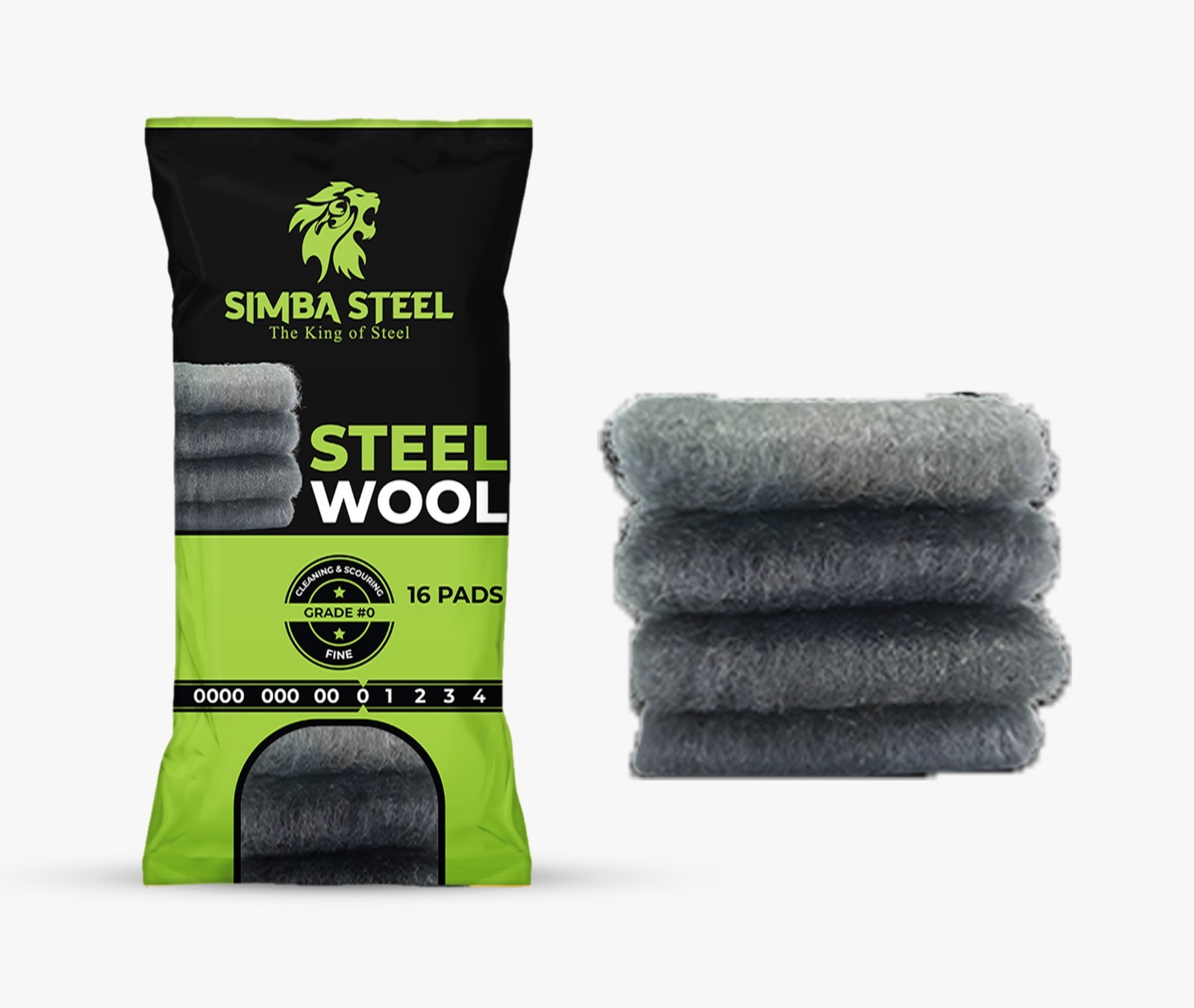 16 Pads Steel Wool Grade #0  FINE Grade for Cleaning Scouring, Mice Control