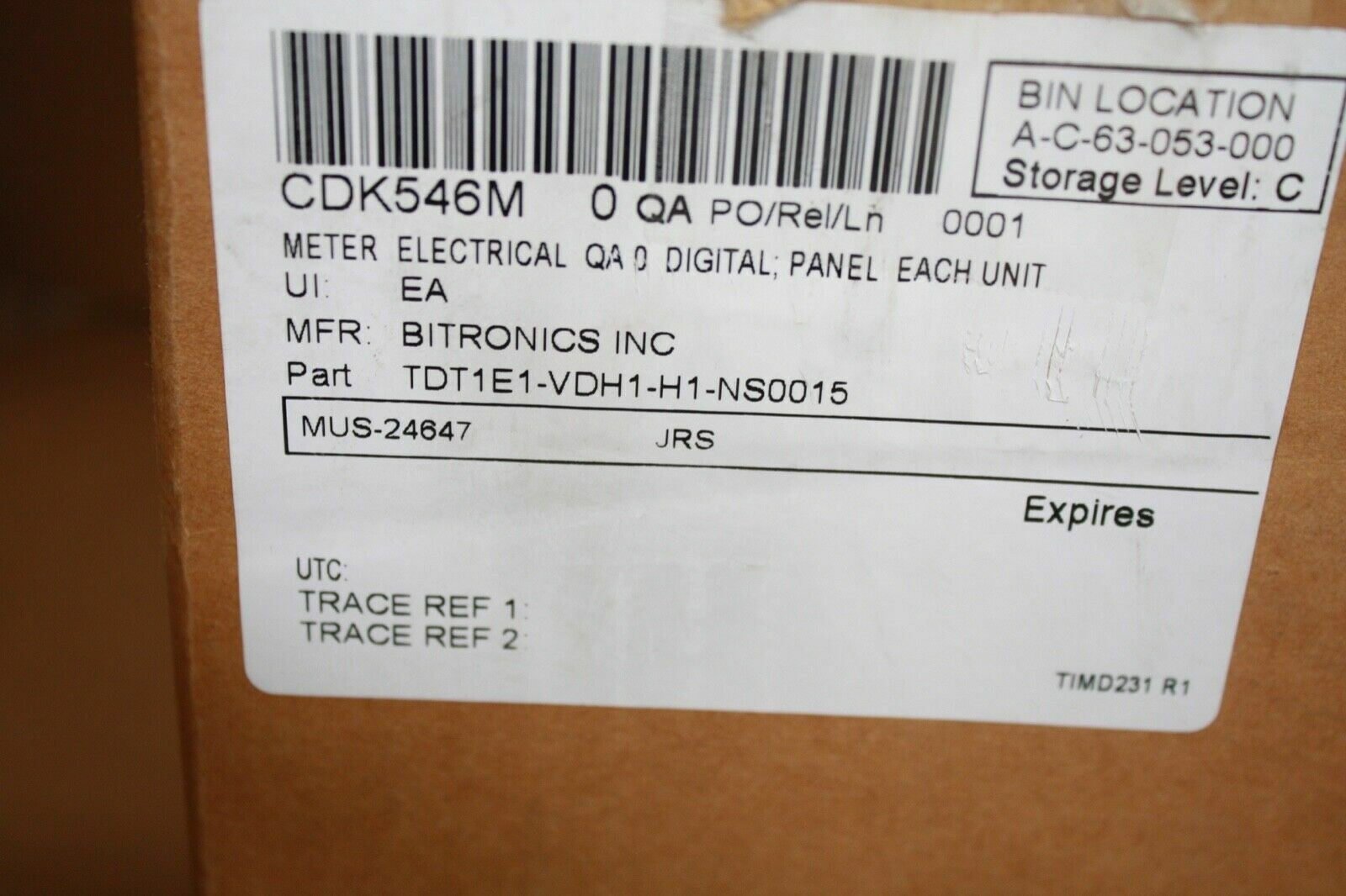 BITRONICS CDK546M TDT1E1-VDH1-H1-NS0015 DIGITAL PANEL METER
