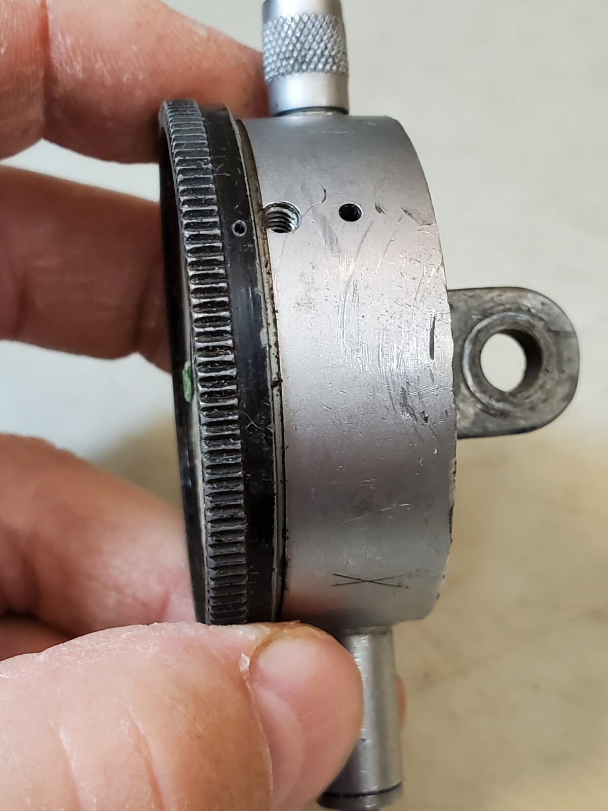 2" Starrett 25-136 Dial Indicator, 0.75" Range, Missing Crystal, Working