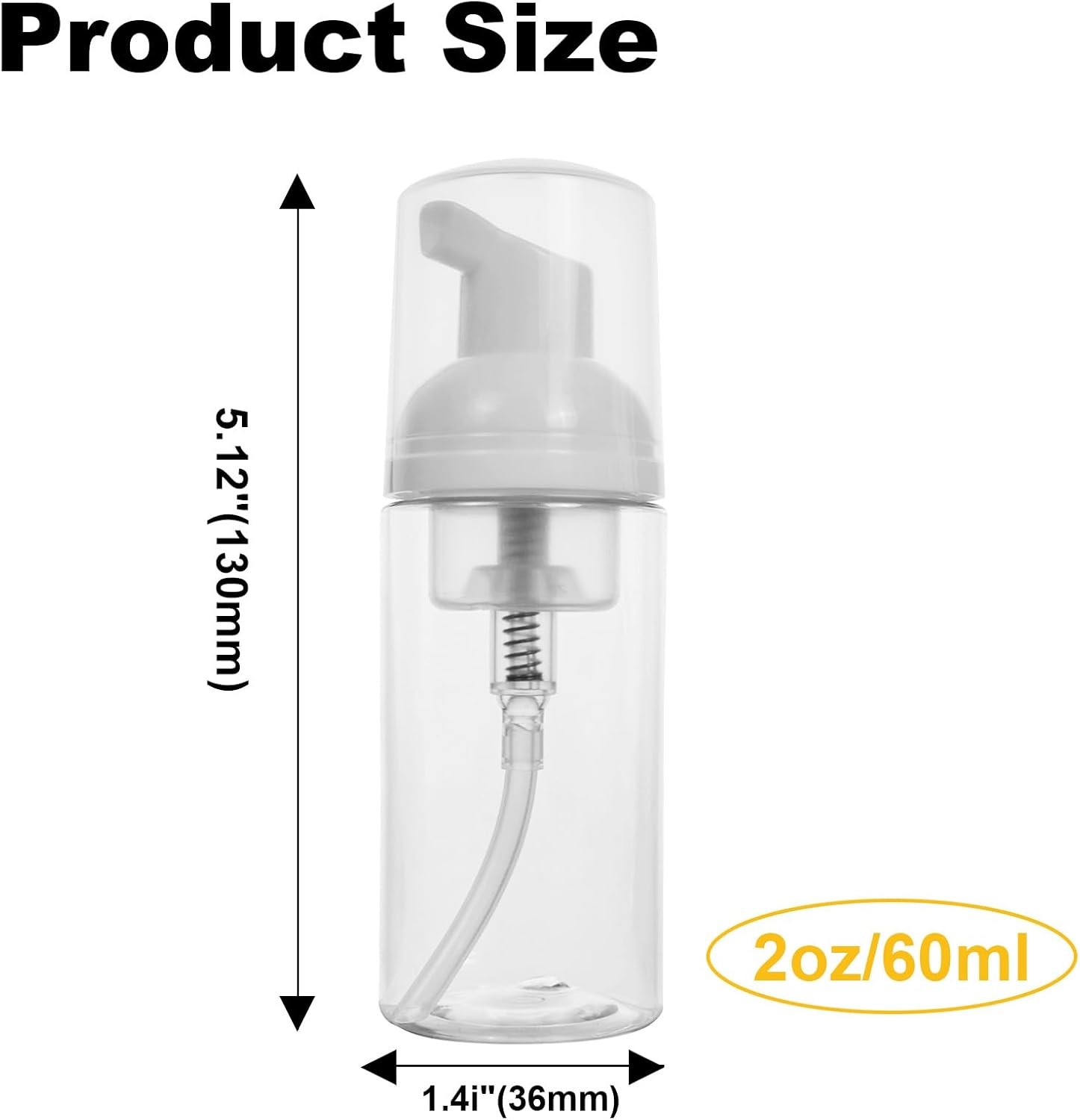 2oz Travel-Sized Foaming Pump Bottles,4PCS Empty Foam A-clear