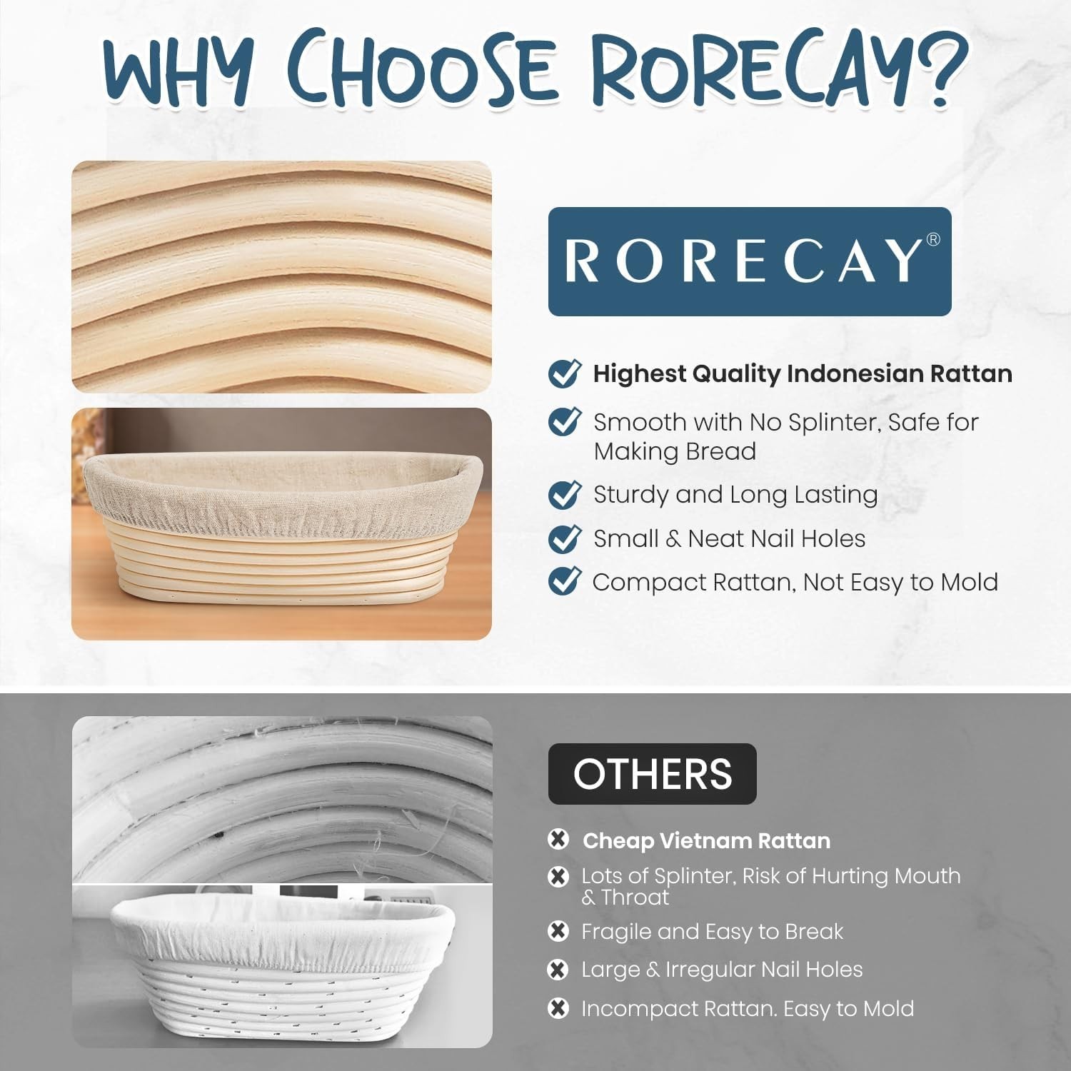 9-Inch Round & 10-Inch Oval Rattan Proofing Baskets with Essential Baking Tools