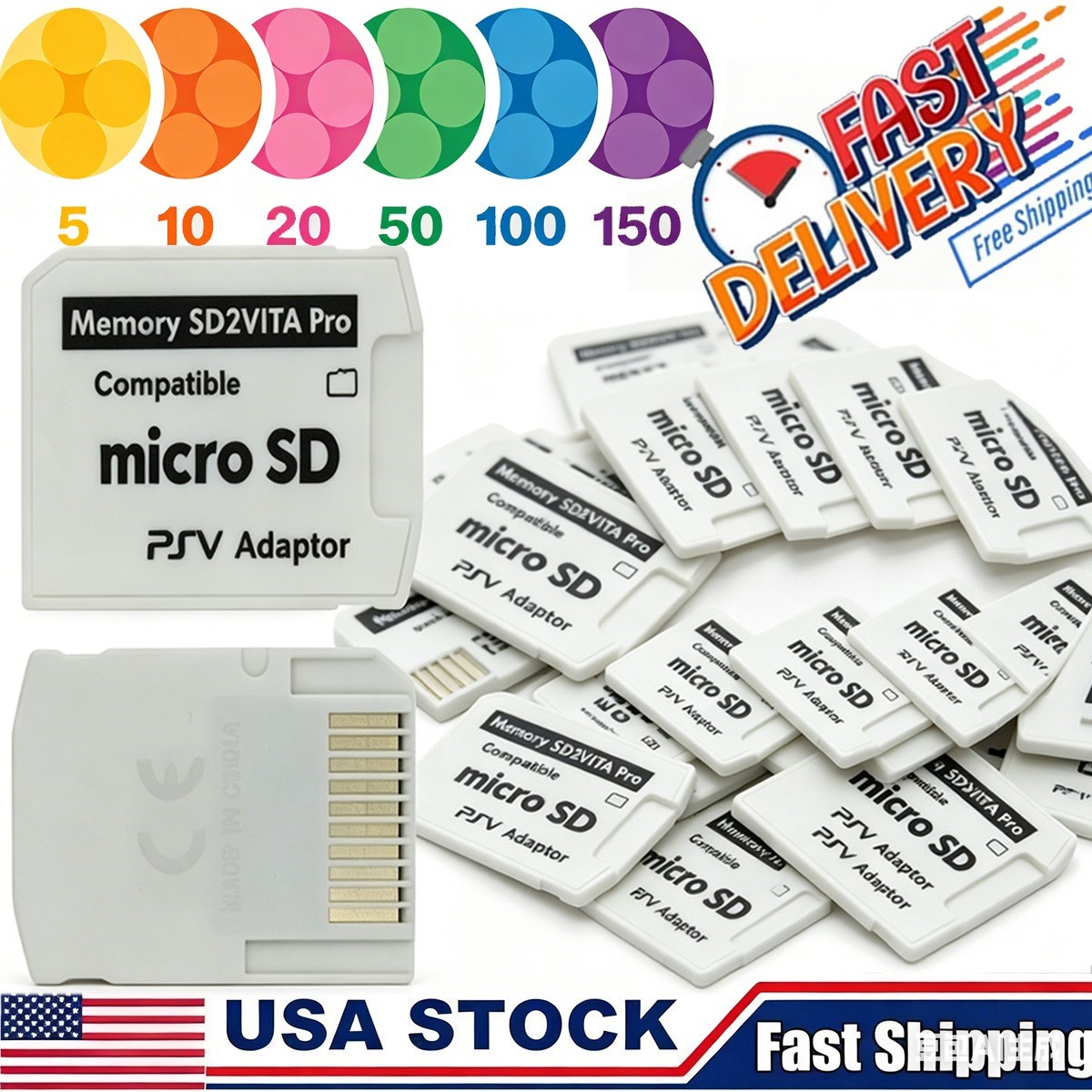 Lot PSVSD Micro SD to Memory Card Adapter SD2VITA Pro fit PS Vita PSV1000 2000