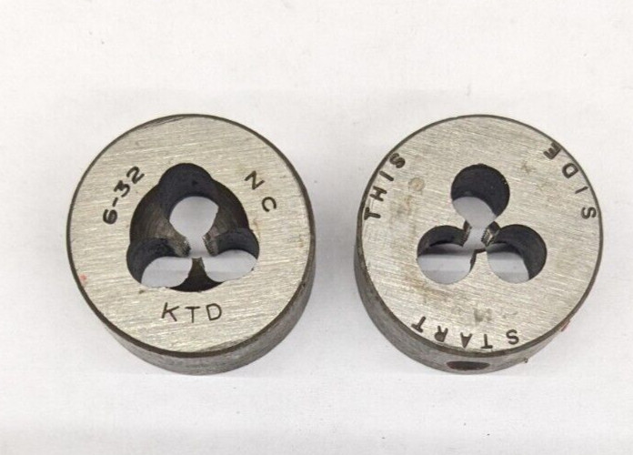 2 Kromhard #6-32 NC Solid Round Dies 1" OD Carbon Steel USA