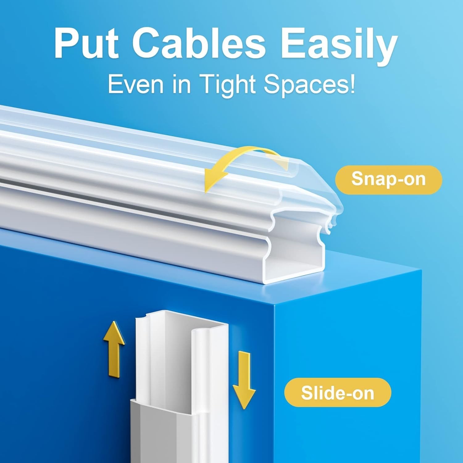 Modern Cable Raceway 42in, White Cord Hider for Neat Home Entertainment Setup