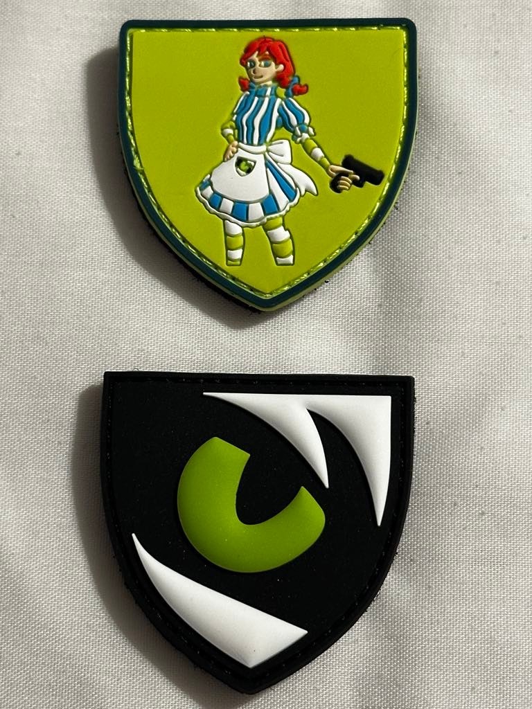 NRA Show 2025 Night Fision "Wendy's" 2 PVC Patch Bundle, RARE, Hook & Loop, NEW