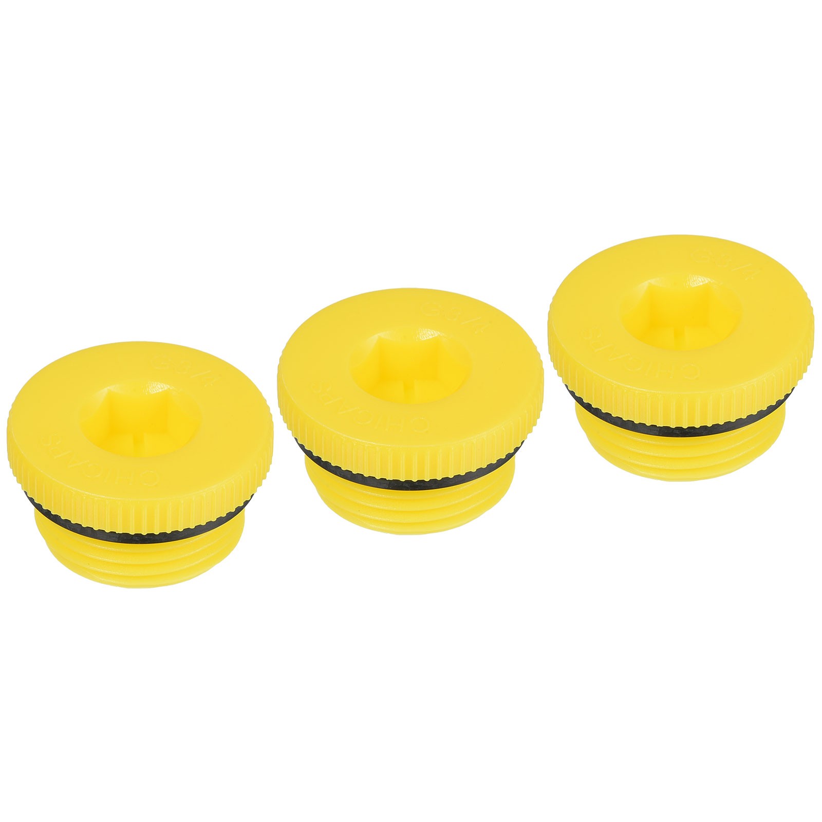 3pcs G3/4 Hold Plugs Plastic Male Thread Hex Socket Sealing End Cap, Yellow
