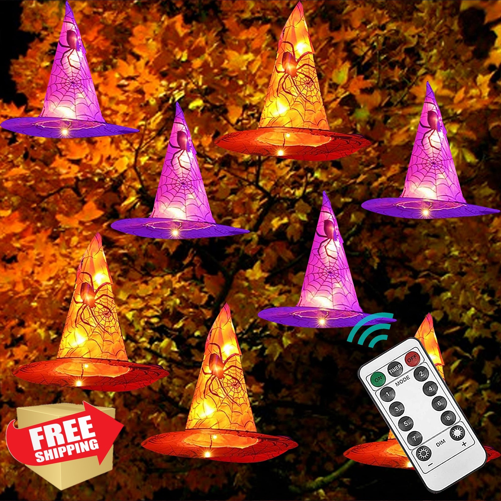 Dazzle Bright 8 Witch Hat String Lights