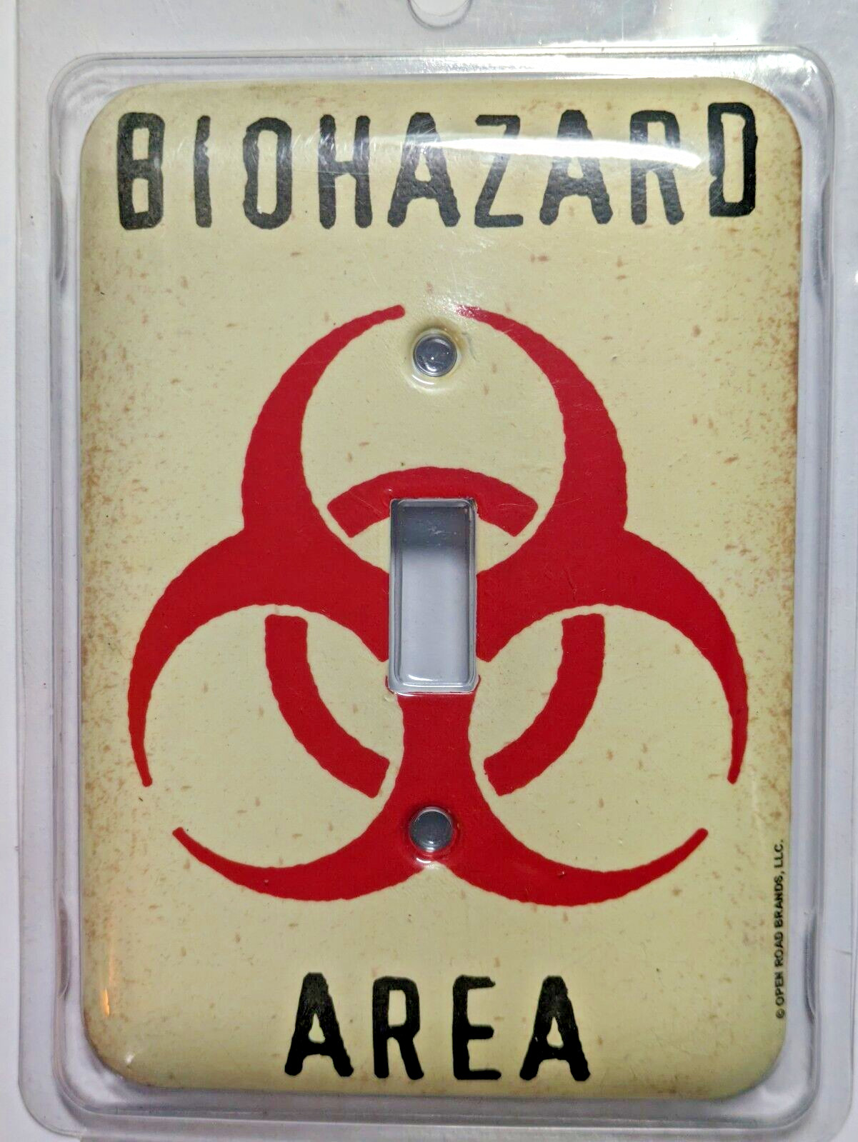 "BIOHAZARD AREA" Light Switch Cover Plate Open Roads -Metal - NEW
