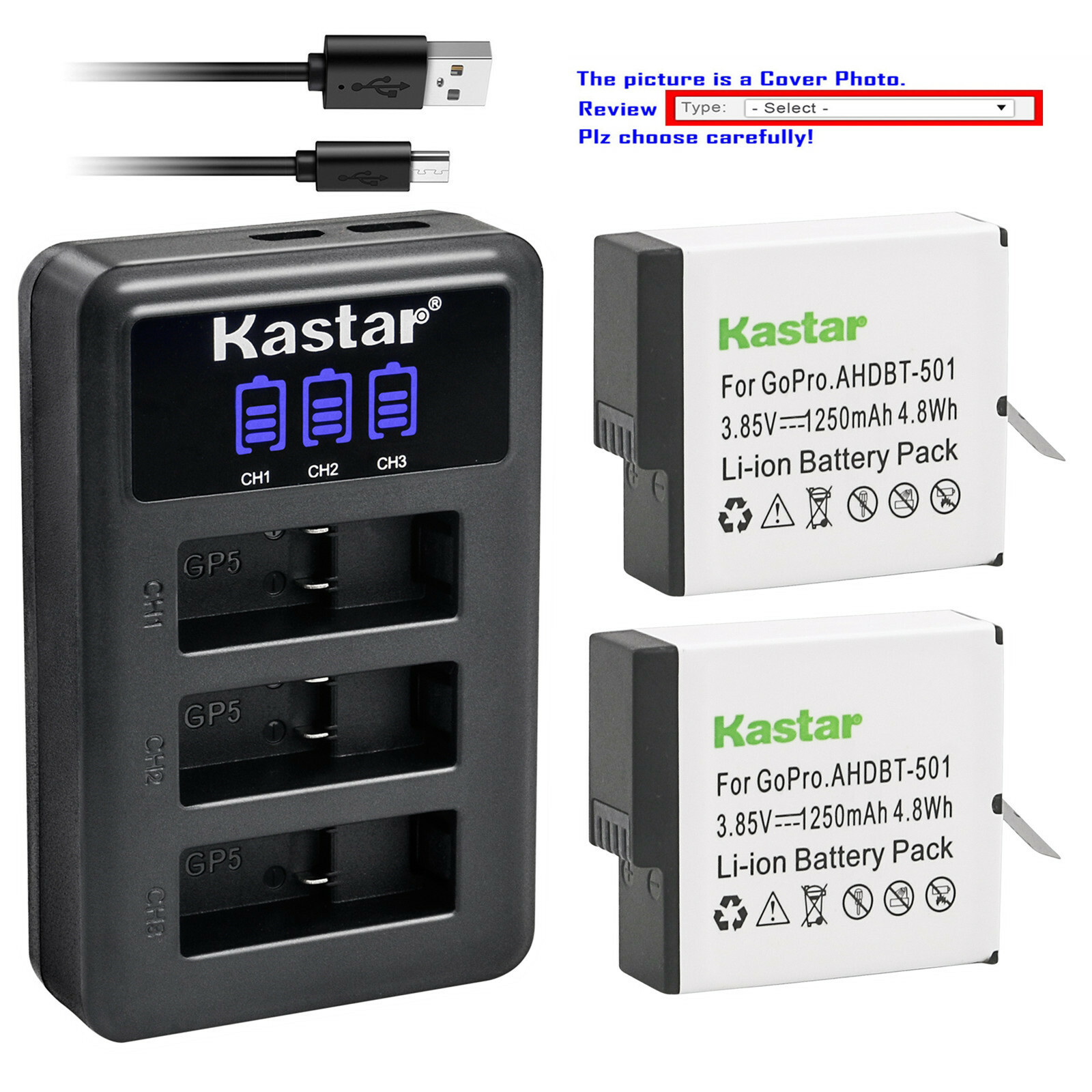 Kastar Battery Charger gopro5 AABAT-001 GOPRO HERO 510 OS827 GOPRO 5 AHDBT-601