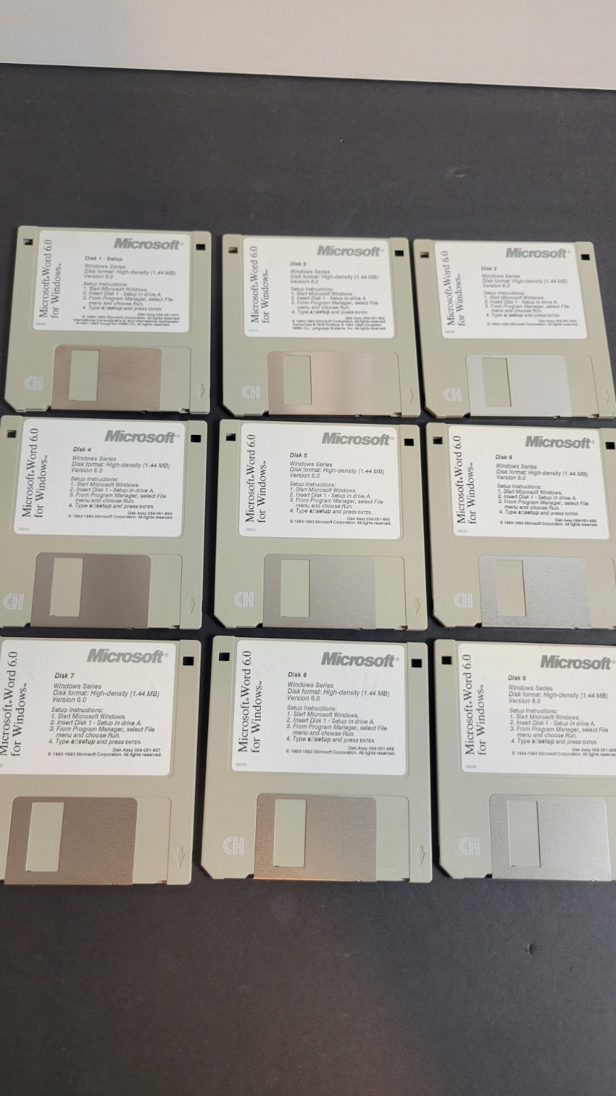 Microsoft Word 6.0 Full Windows Set 9-Disk Floppy Vintage