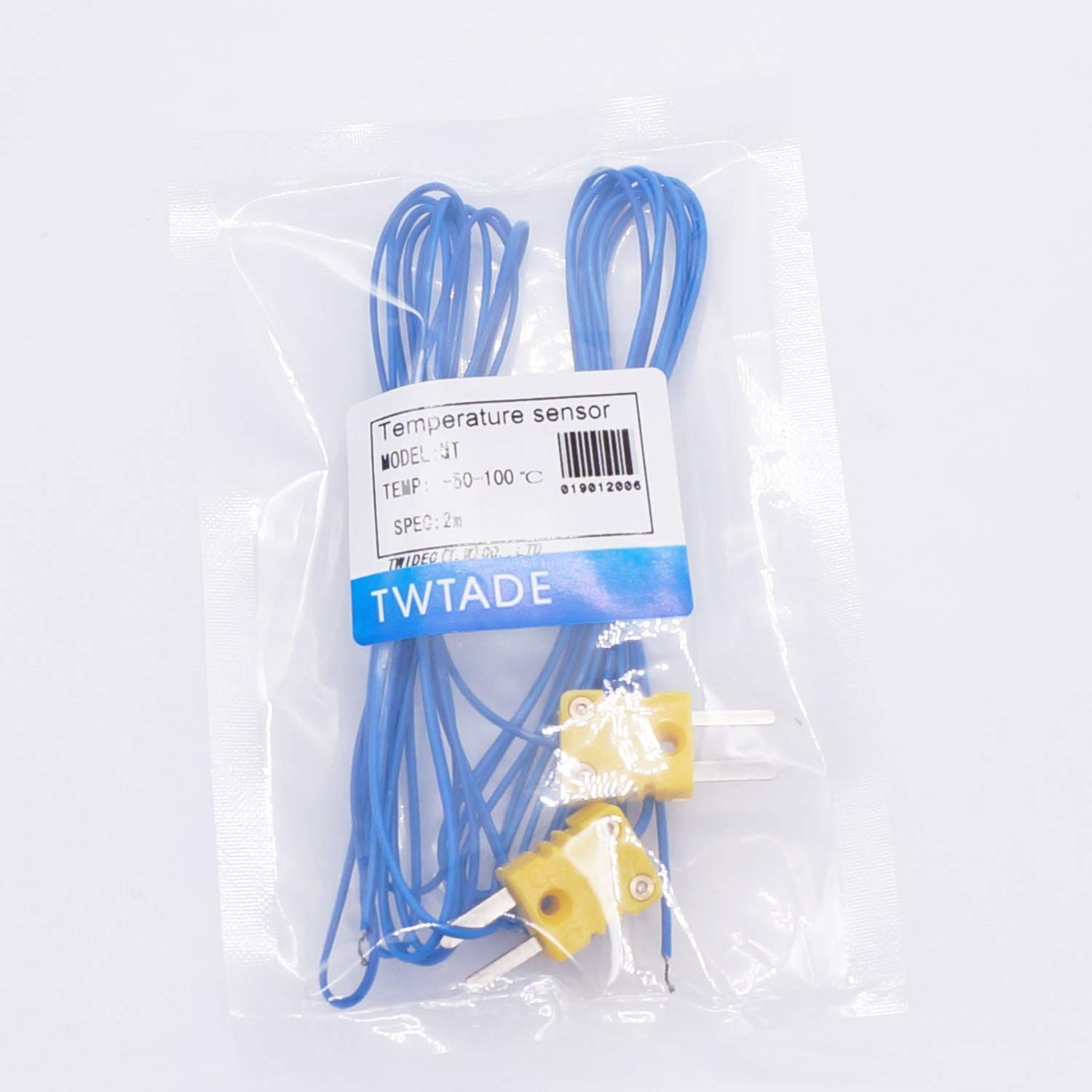 TWTADE 2pcs 2M K Type Mini-Connector Thermocouple Temperature Probe Sensor Me...