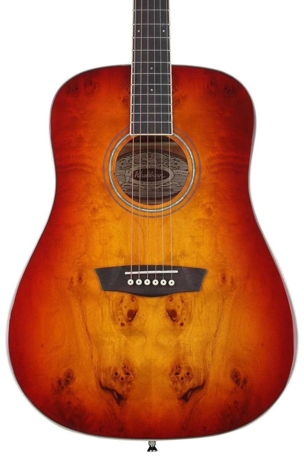 Washburn Deep Forest Burl 6 String Acoustic Guitar, Right, Amber Fade (DFBDA)