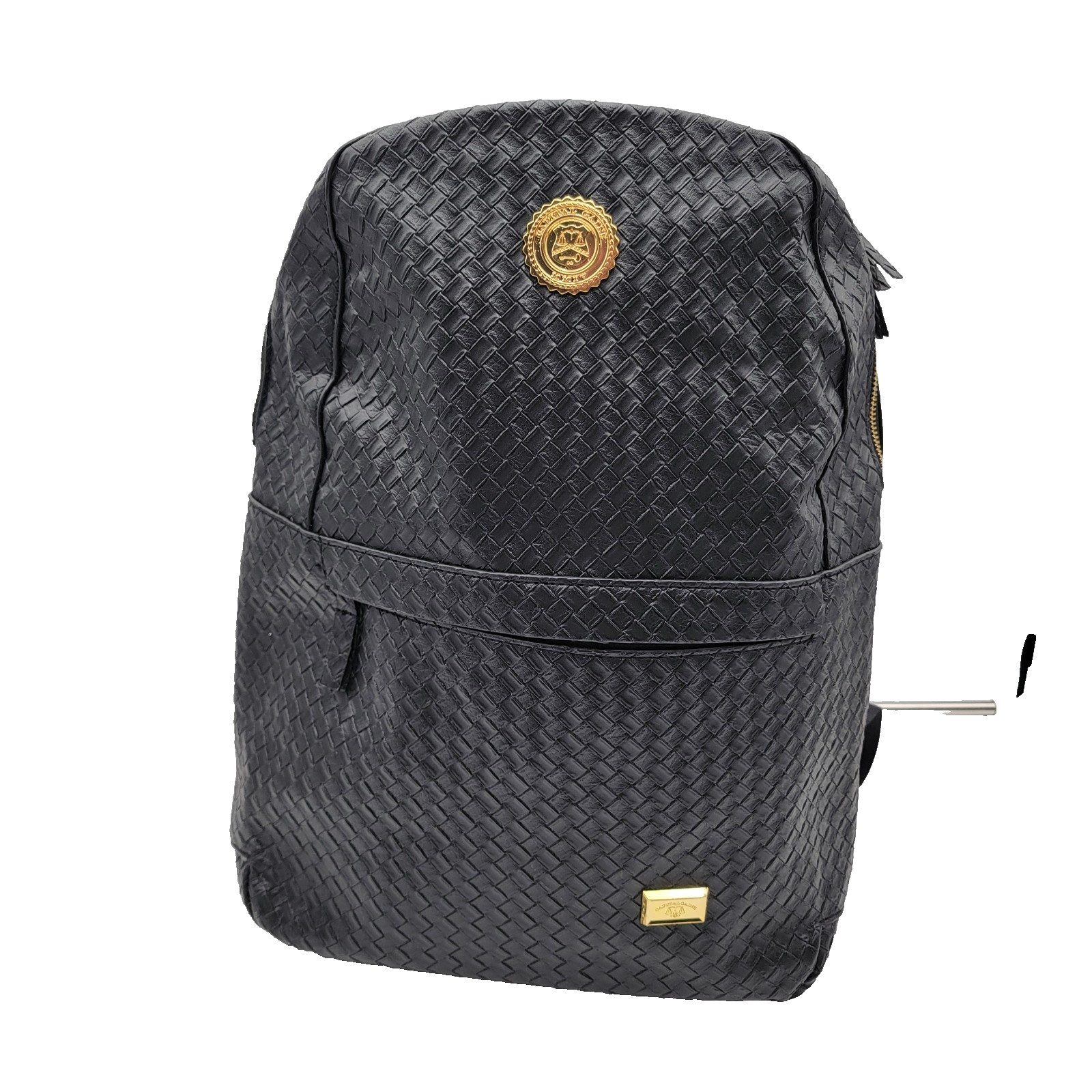 Capital Gains Black Woven Backpack + Strapback Hat Bundle NWT Gold Logo
