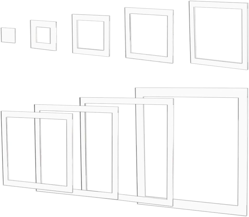 9Pcs Squares Router Templates 9.8/8.5/7.4/6.5/5.5/4.5/3.5/2.5/1.4 Inch