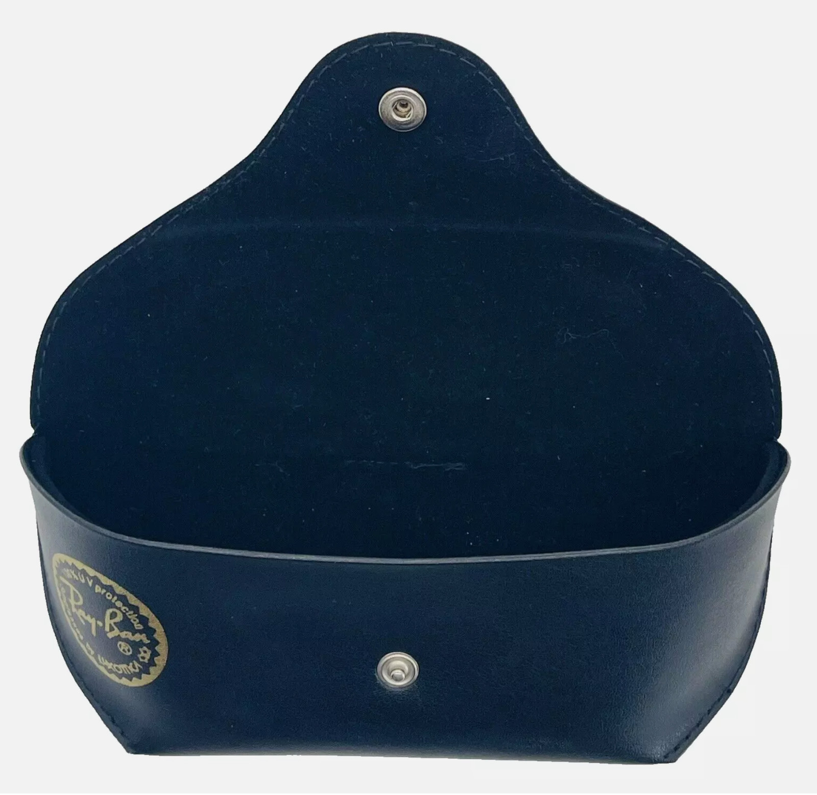 RAY BAN BLACK LEATHER EYEGLASSES SUNGLASSES CASE SNAP BUTTON AUTHENTIC NEW