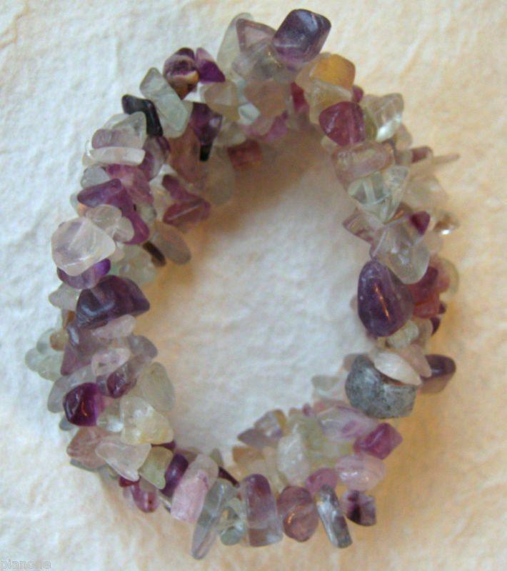 Fluorite Gemstone Nugget Stretch Bracelet