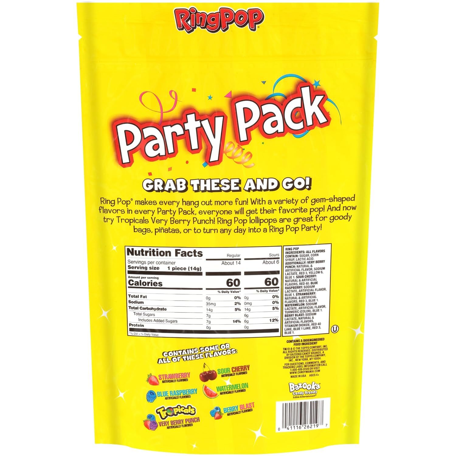 Ring Pop Individually Wrapped Bulk Lollipop Variety Party Pack – 20 Count Sucker