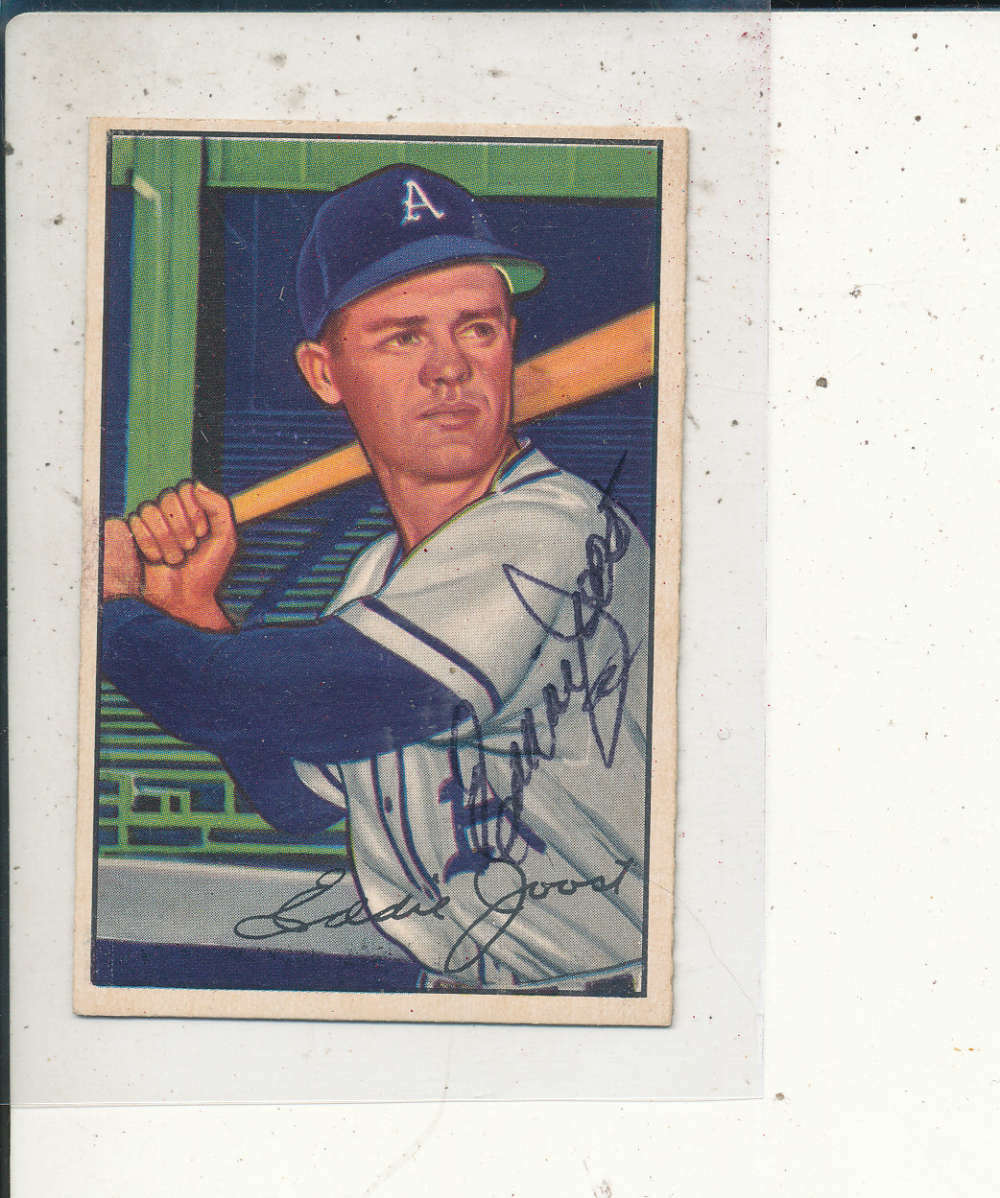 Eddie Joost A's #26 1952 Bowman Signed Card jsa/letter
