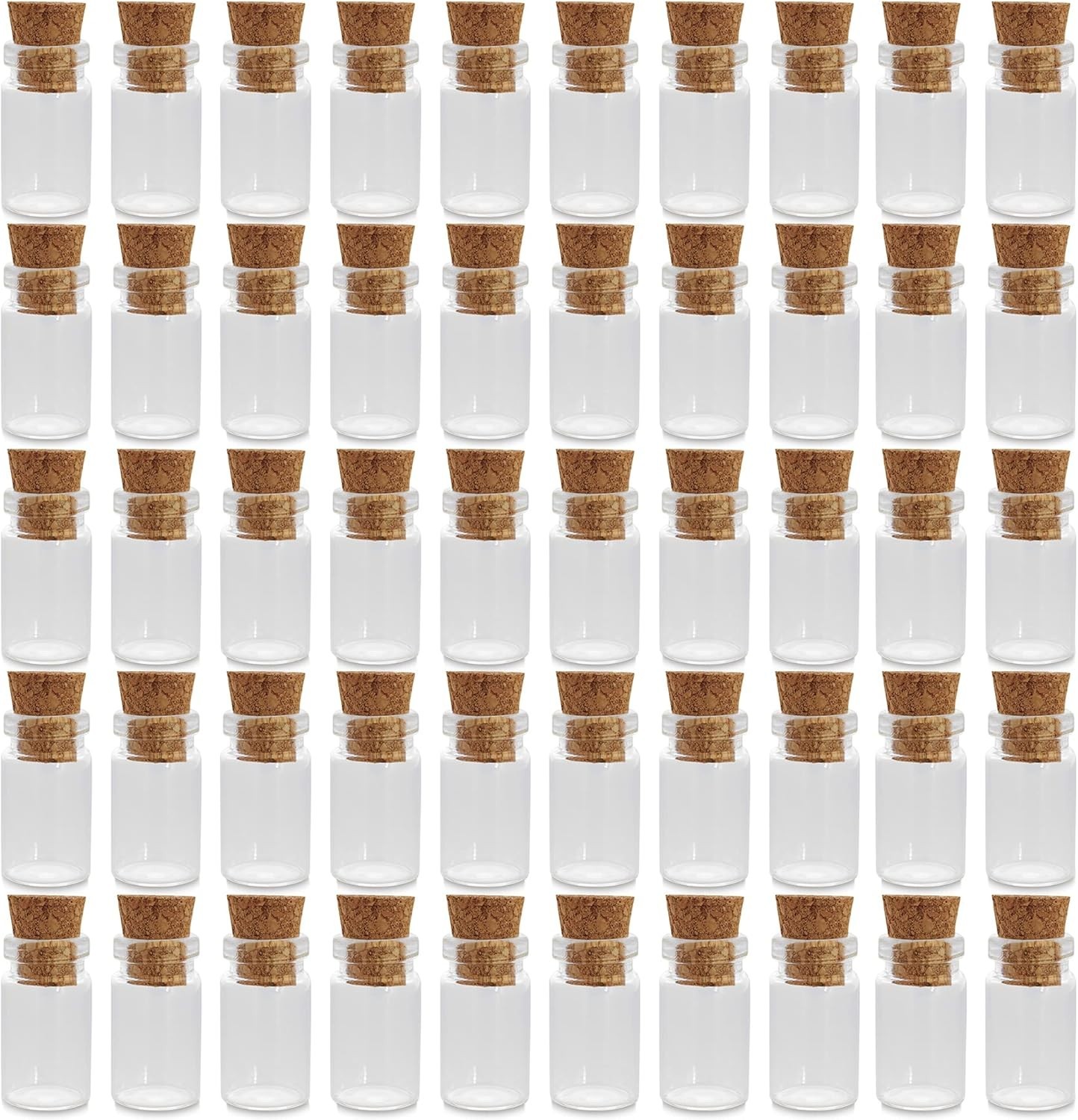 Clear Glass Jars Bottles 50 Pack Mini, Tiny, Cork Stoppers, Arts & Crafts, Pr...