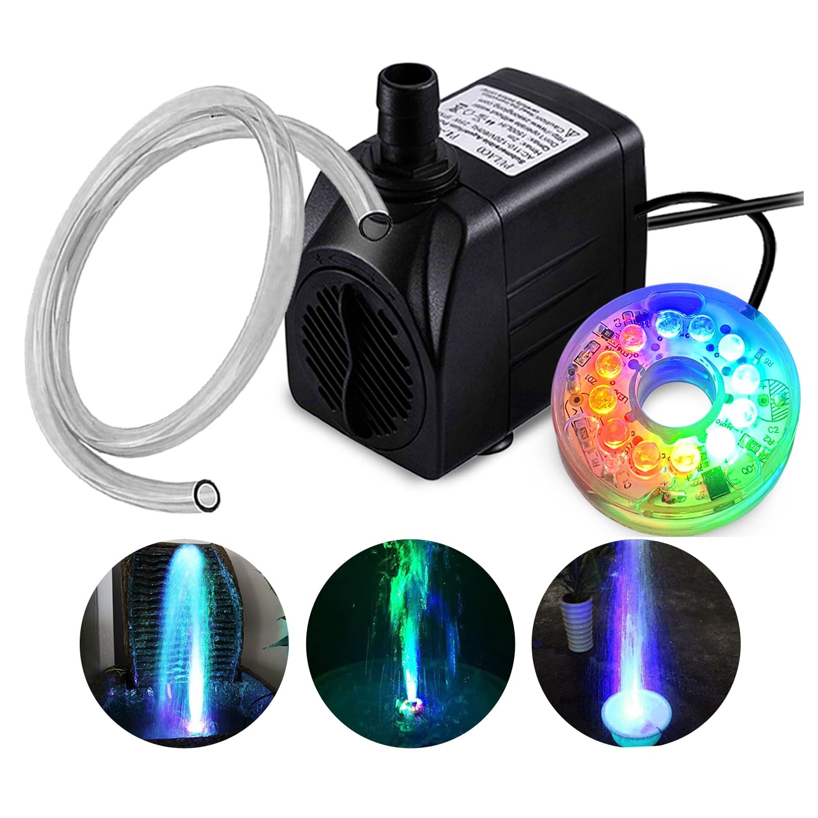 PULACO 160GPH Small Fountain Pump, 10Watt Submersible Pump with Automatic Col...