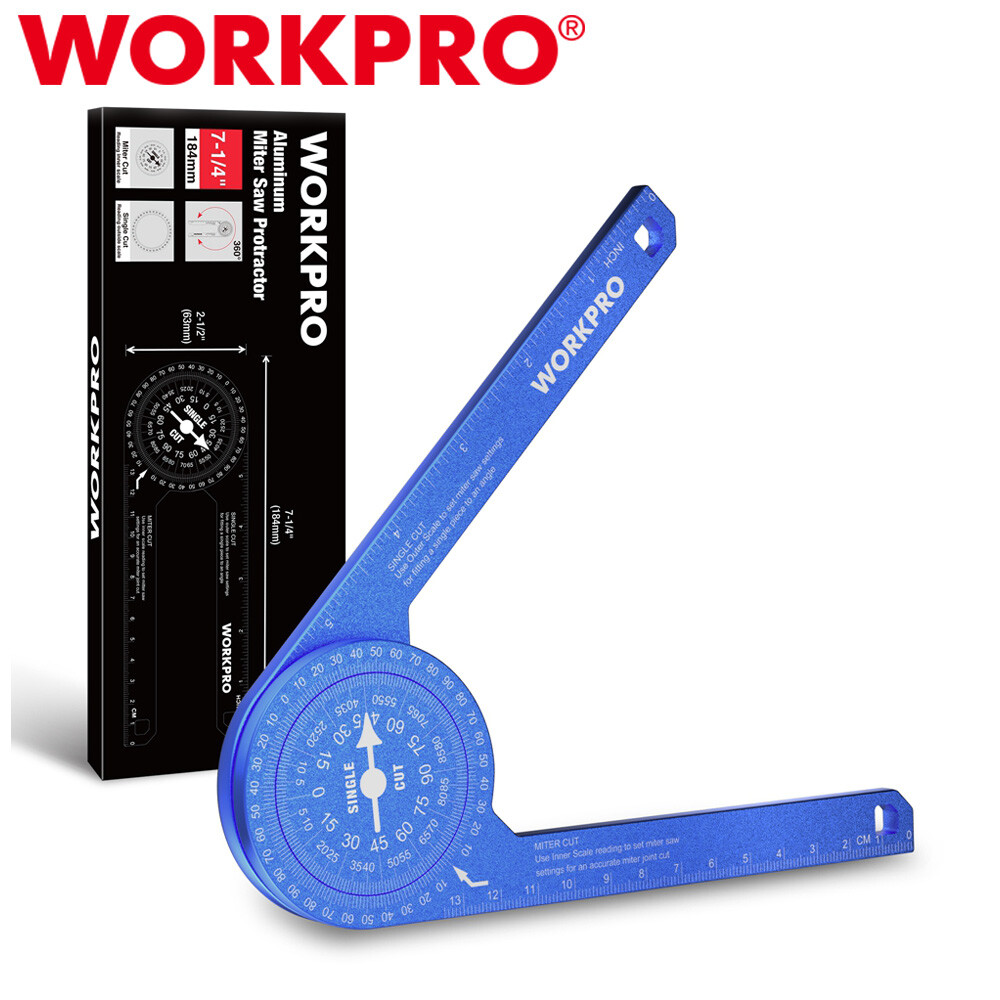 WORKPRO Miter Saw Protractor 7.3-in Angle Finder Featuring Laser Engraved Scales