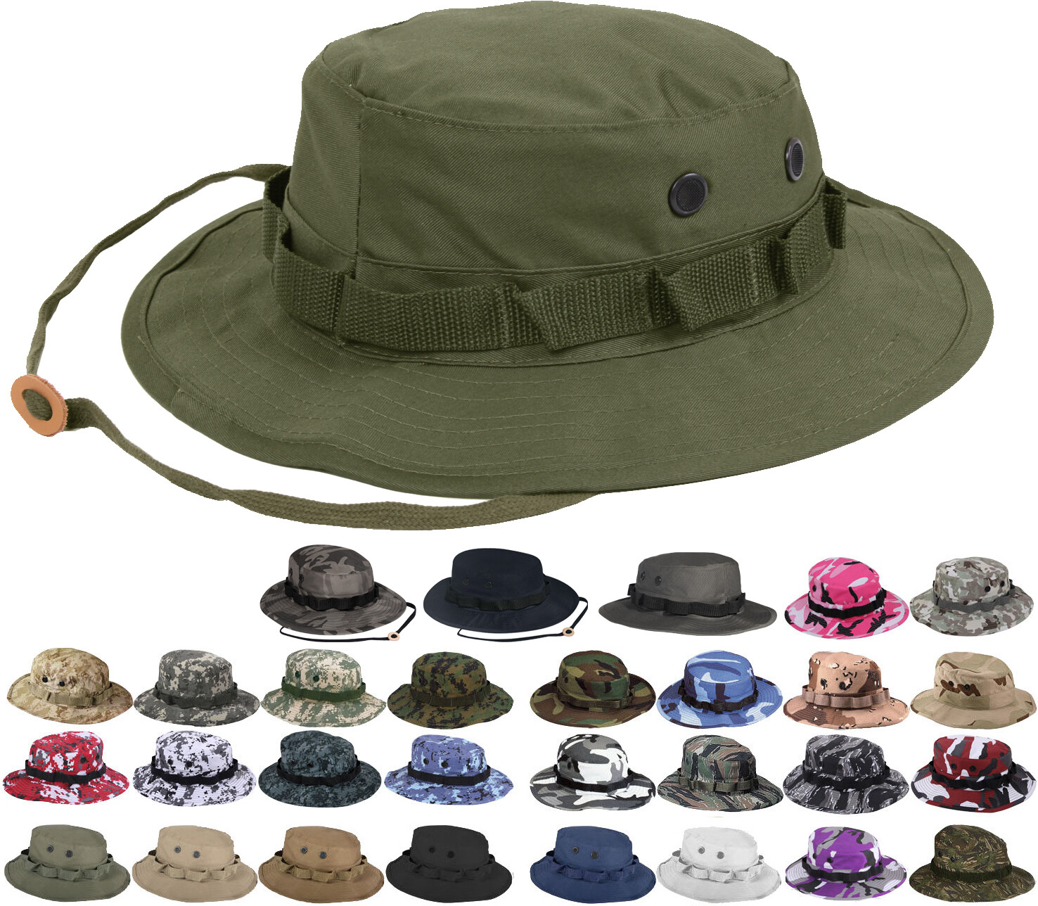 Tactical Boonie Hat Bucket Cap Military Camo Wide Brim Sun Bush Booney Fishing