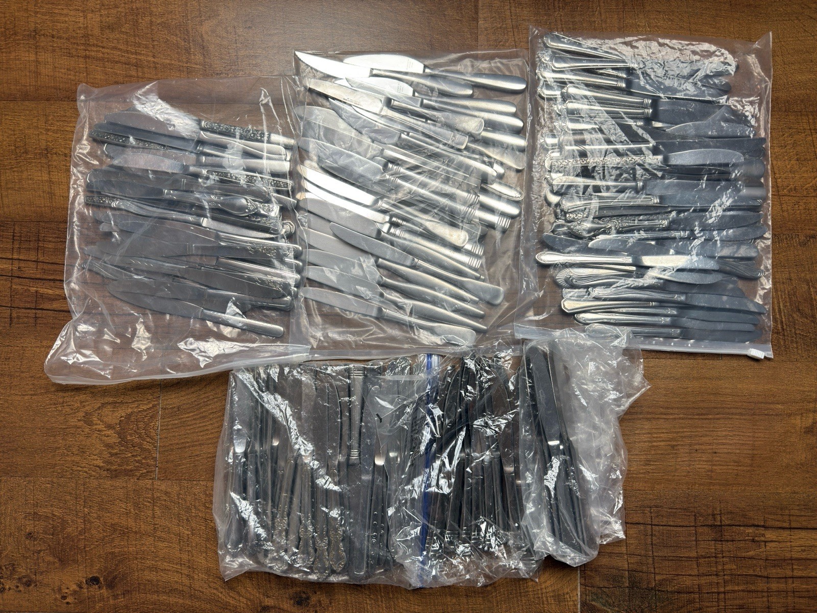 Huge Lot Of 34lb+ Mismatched Stainless Flatware Knives Assorted Crafts, Wedding