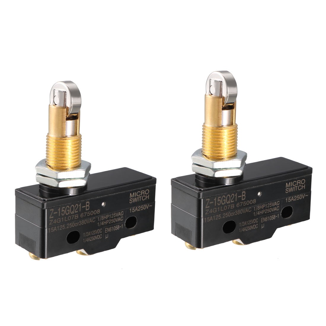 2pcs Z-15GQ21-B 1NO + 1NC Panel Mount Roller Plunger Micro Limit Switch